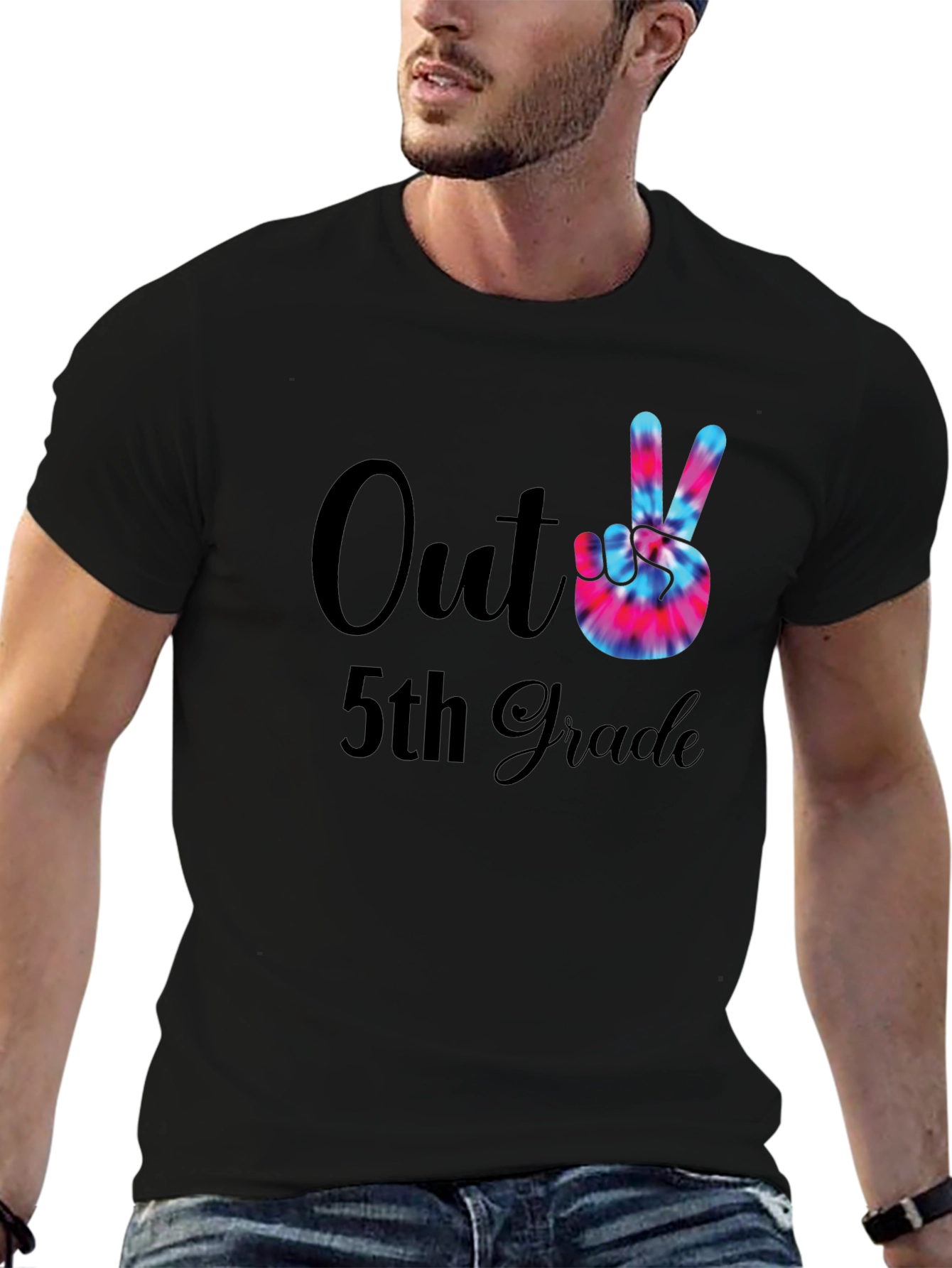 Out of 5th Grade Tie Dye Peace Sign T-Shirt