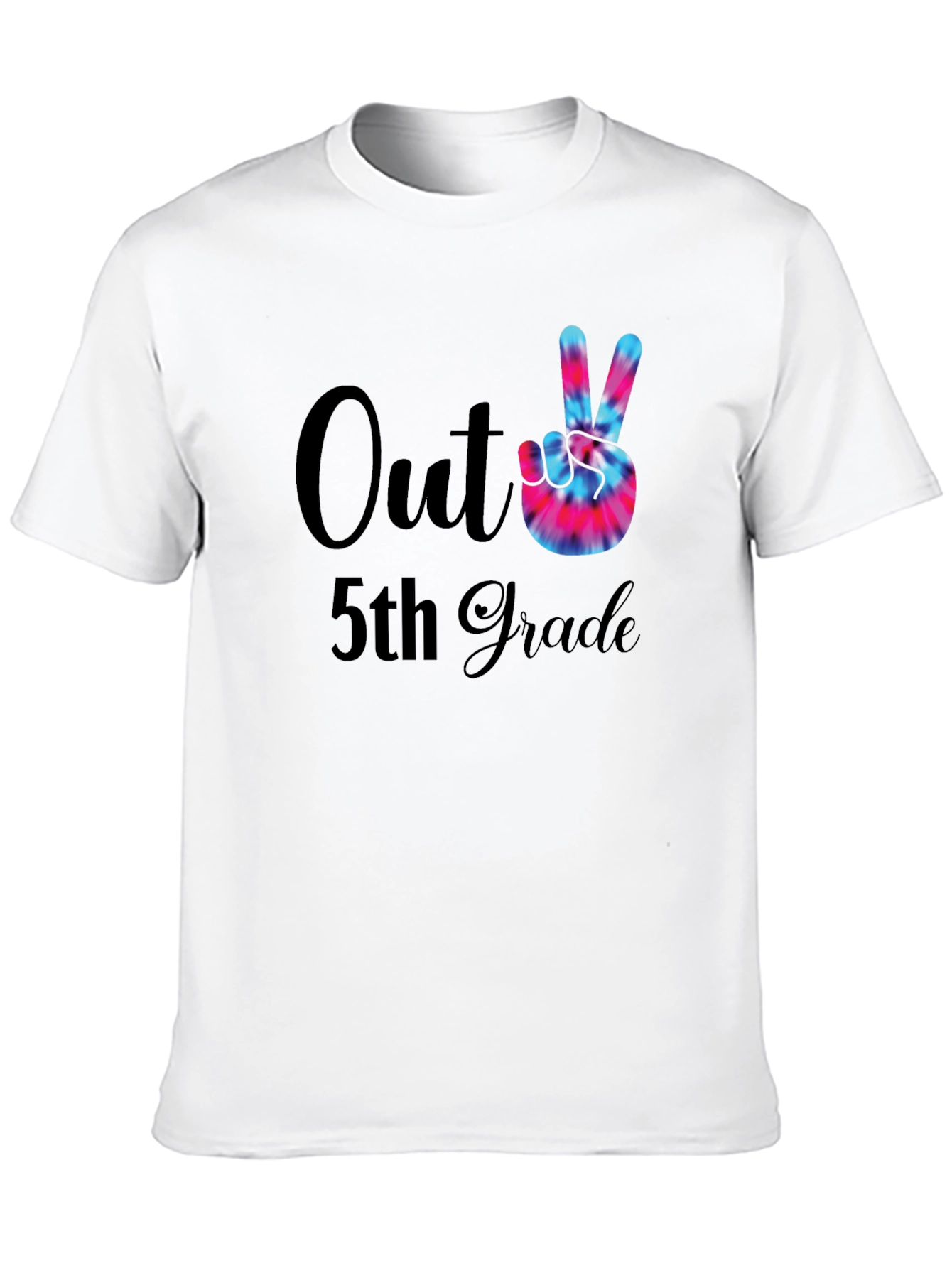 Out of 5th Grade Tie Dye Peace Sign T-Shirt
