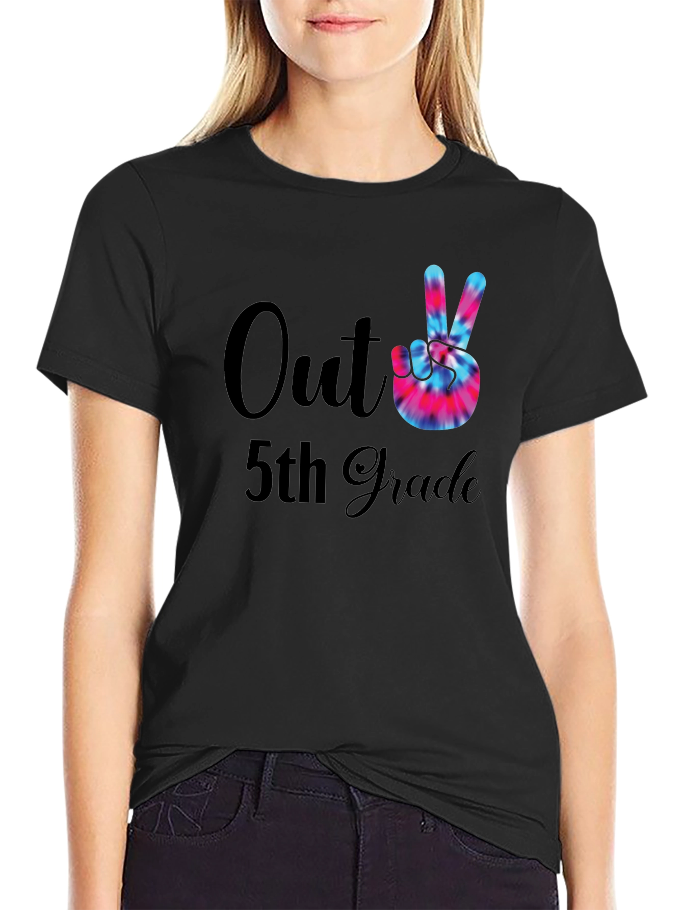Out of 5th Grade Tie Dye Peace Sign T-Shirt