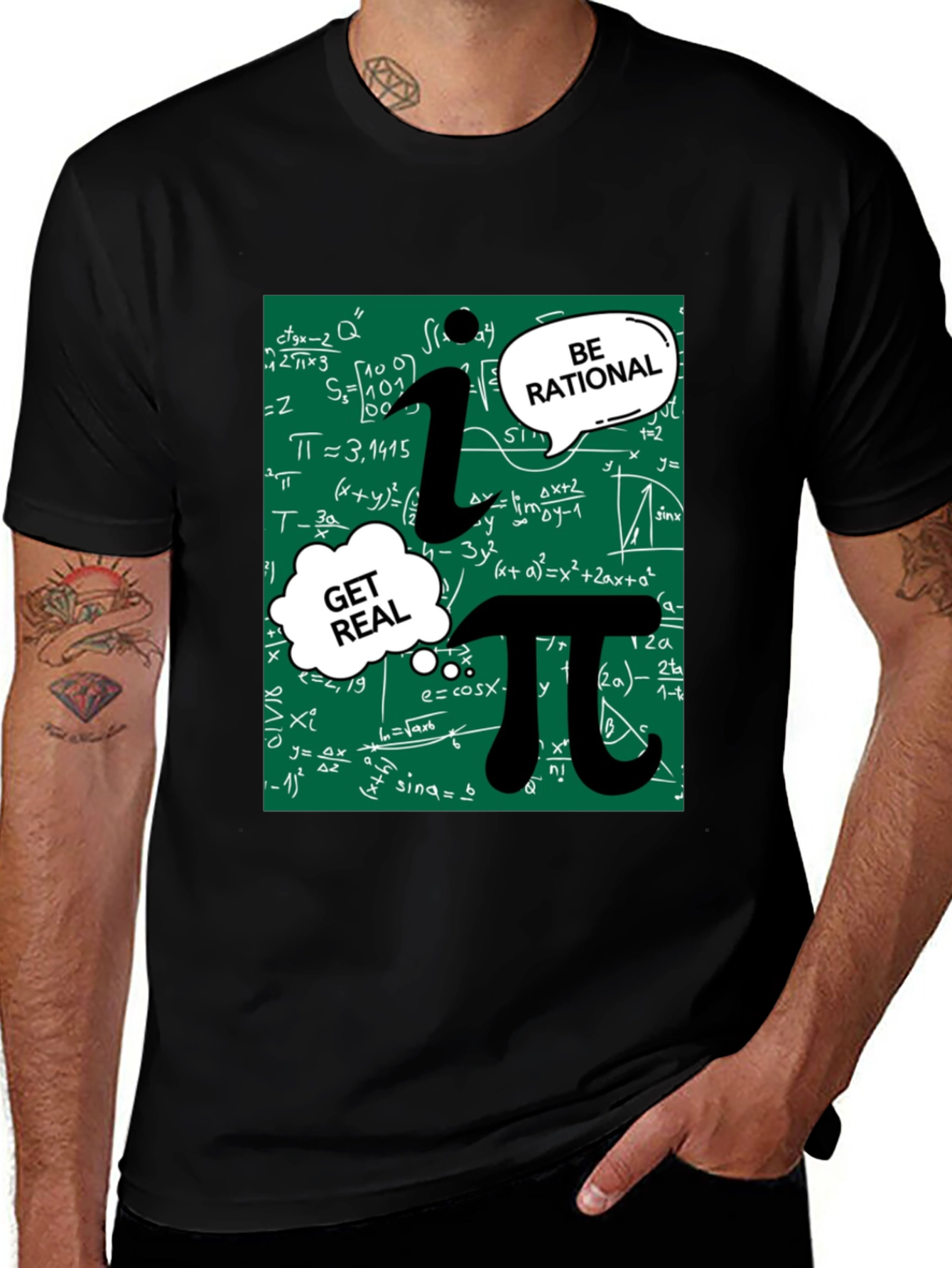 Math Humor T-Shirt: Be Rational Get Real Pi