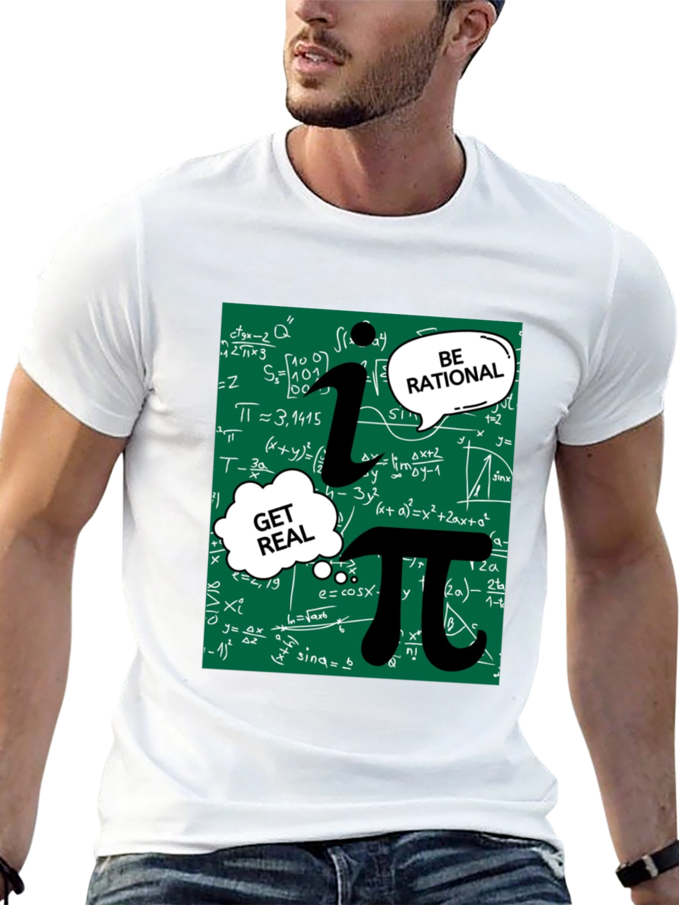 Math Humor T-Shirt: Be Rational Get Real Pi