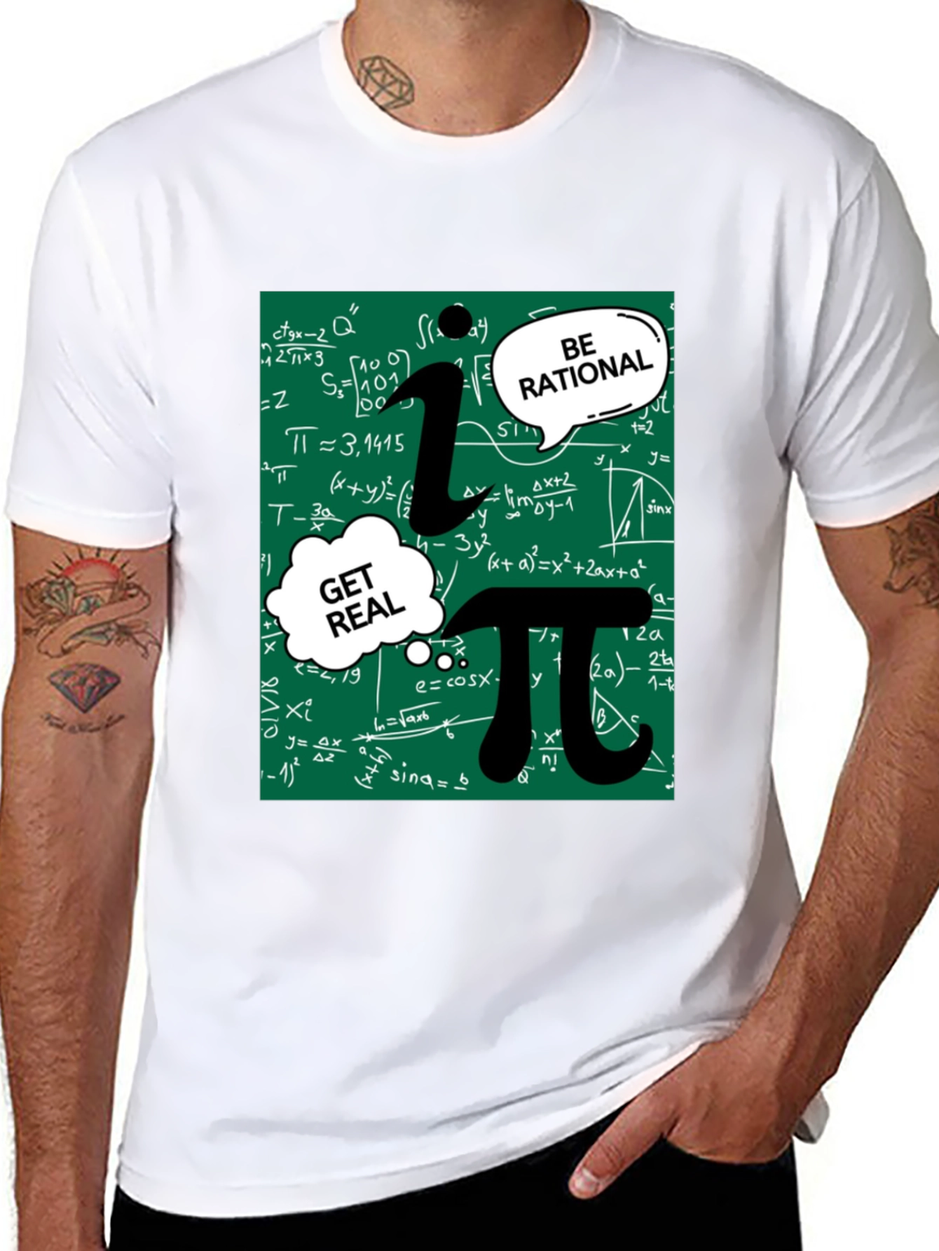 Math Humor T-Shirt: Be Rational Get Real Pi