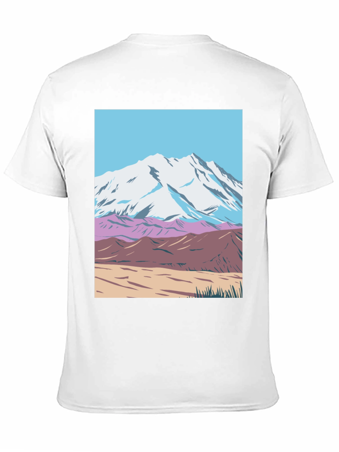 Mountain Scene Graphic Tee - Black Crew Neck T-Shirt