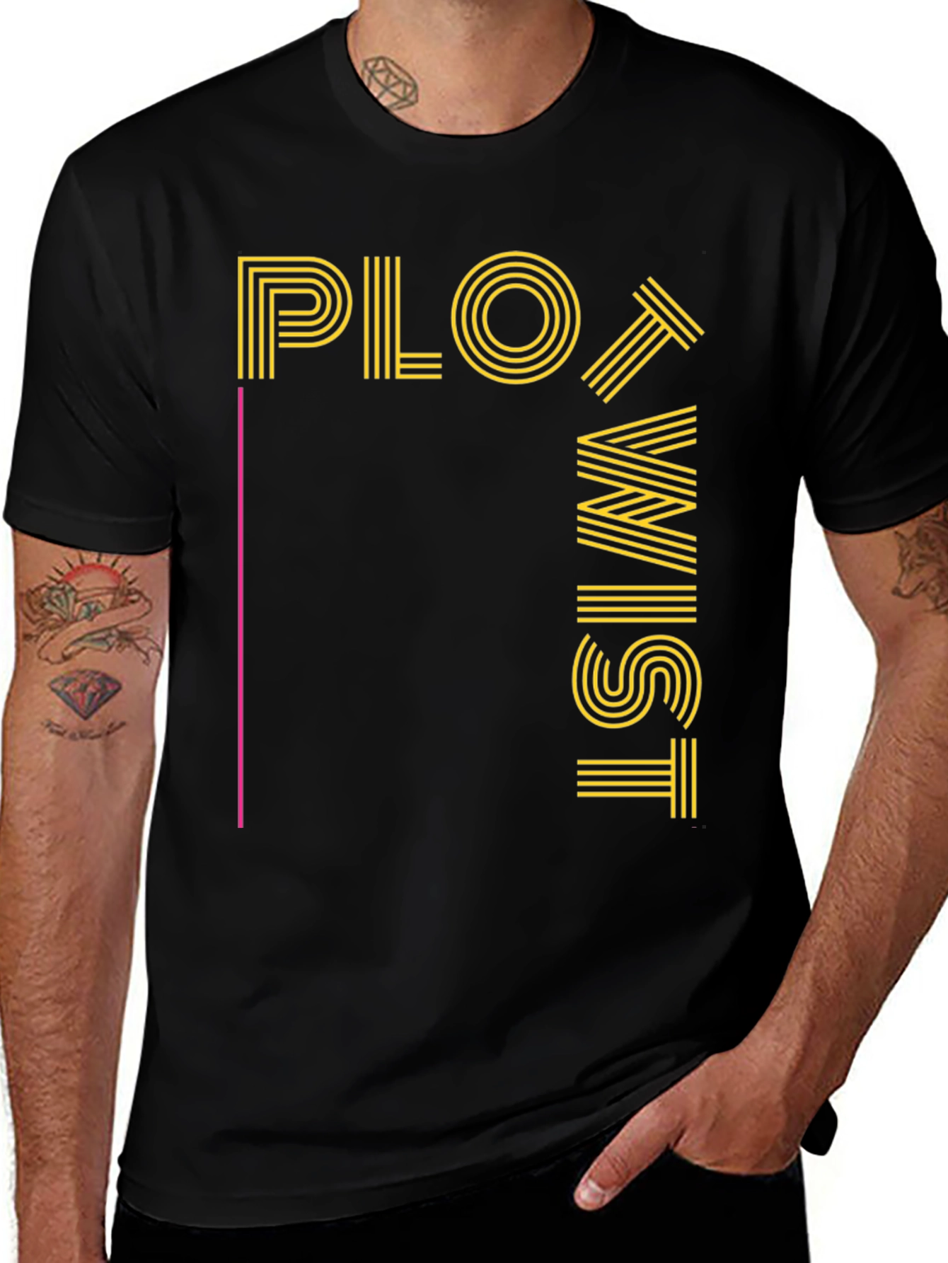 Plot Twist Graphic Tee - Black Crew Neck