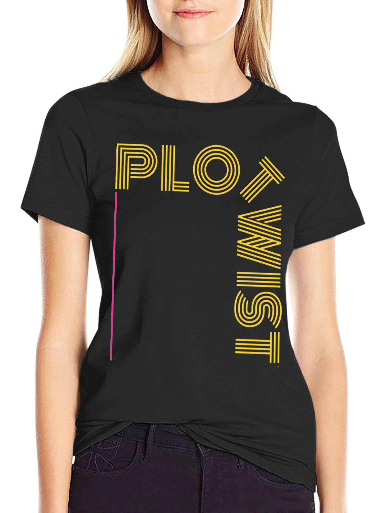 Plot Twist Graphic Tee - Black Crew Neck