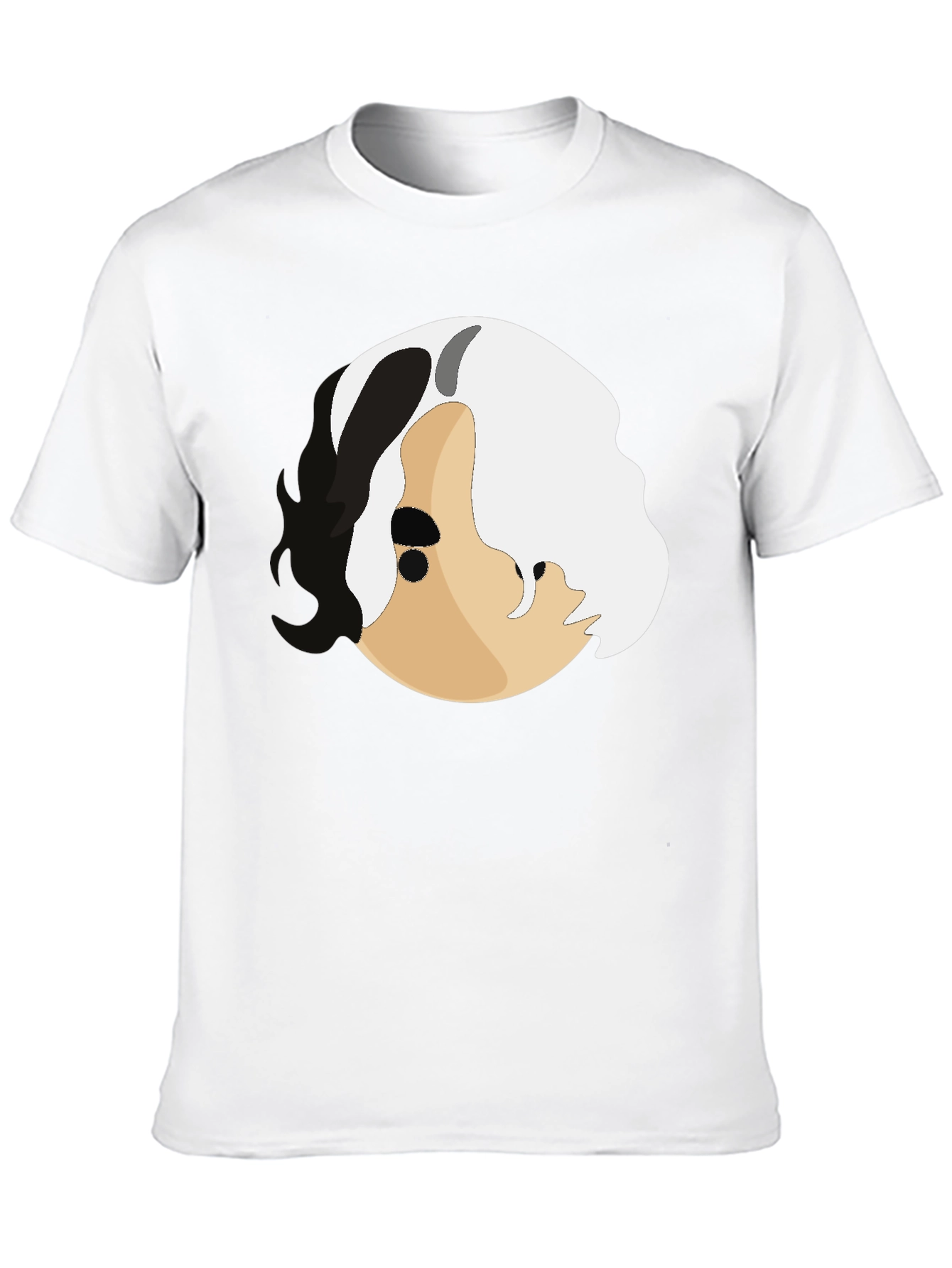 Abstract Face Graphic Print Black T-Shirt