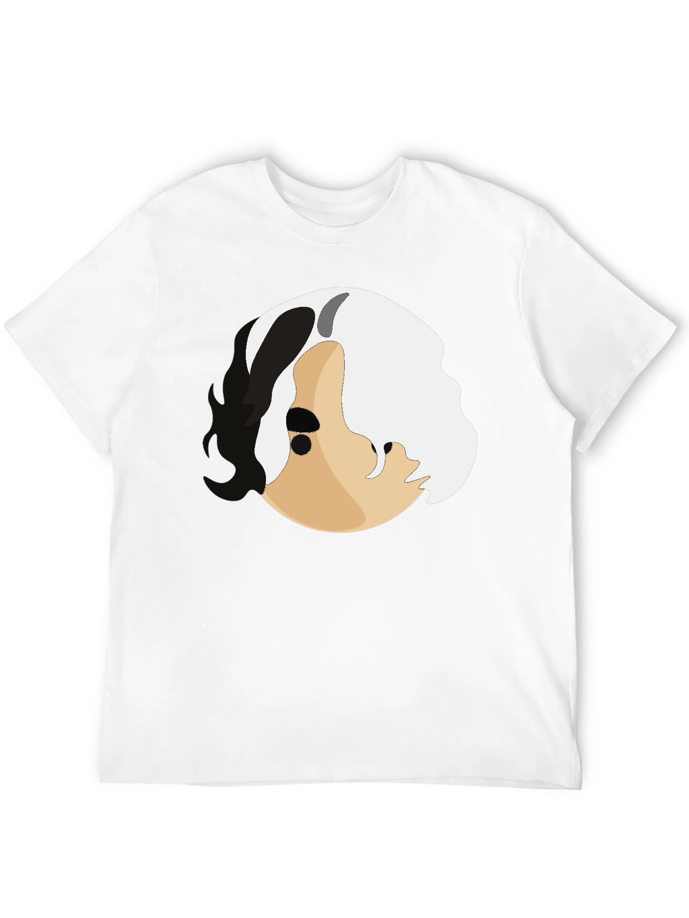 Abstract Face Graphic Print Black T-Shirt