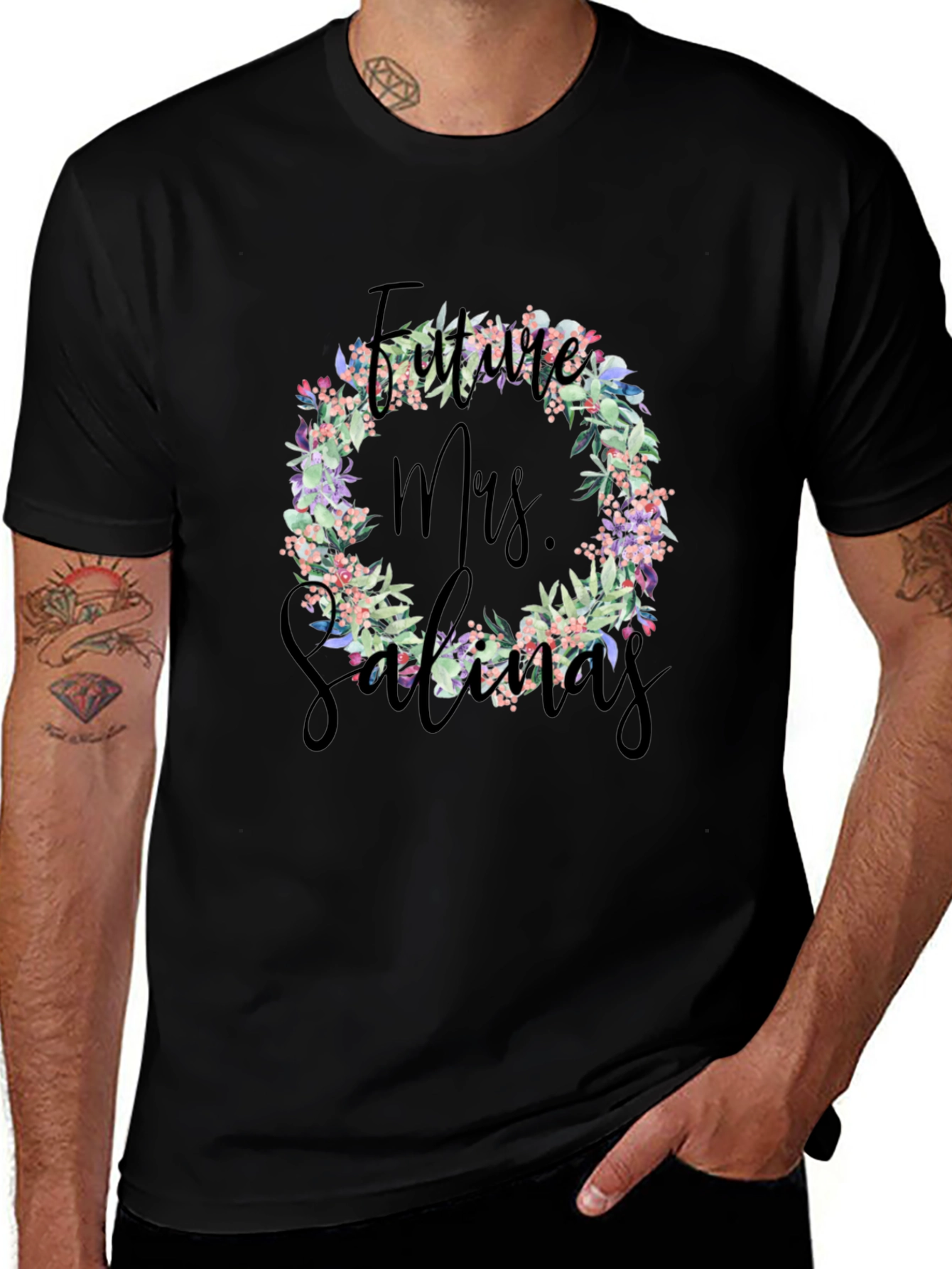 Future Mrs. Salinas Floral Wreath T-Shirt