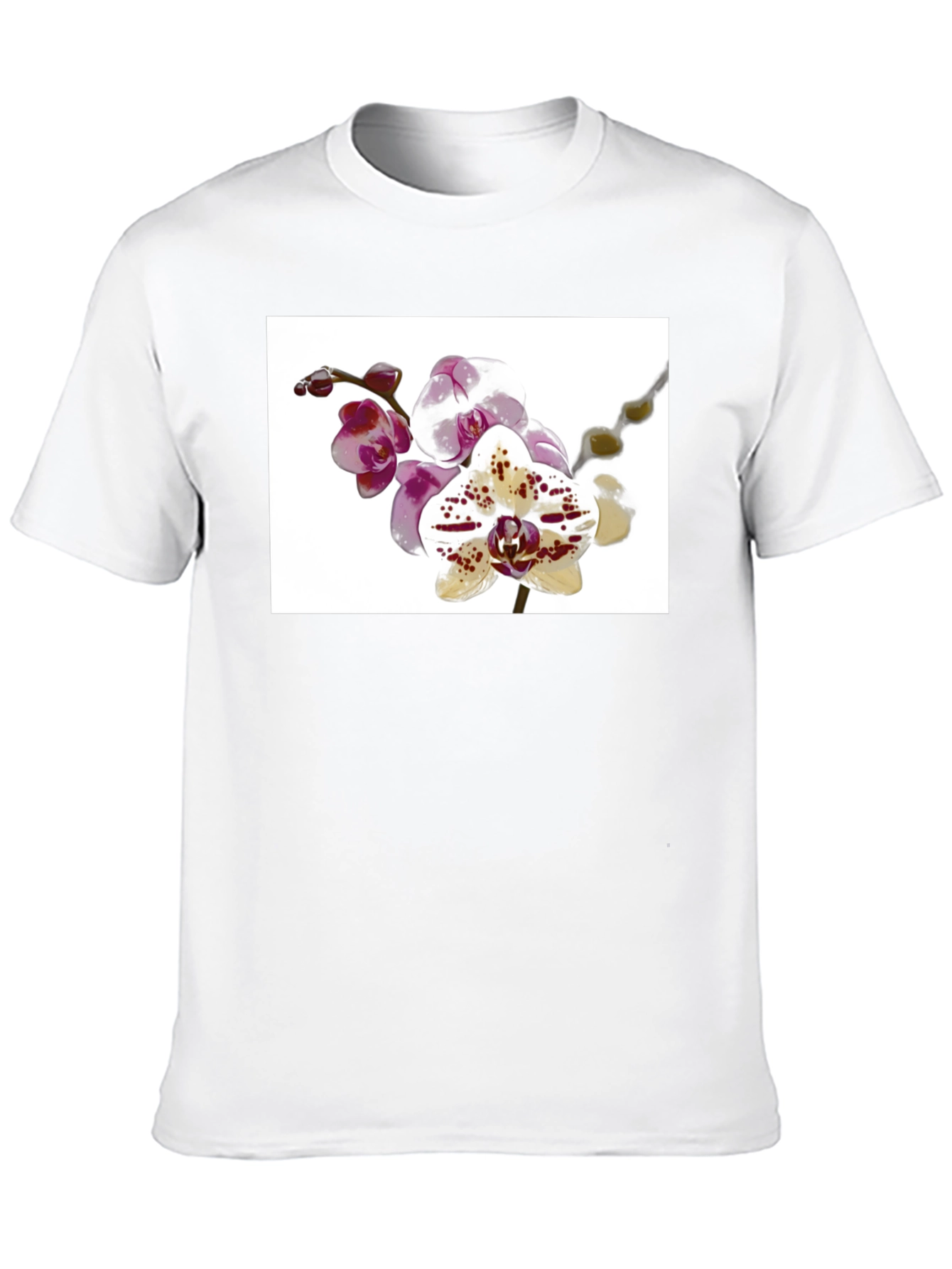 Floral Orchid Print Black T-Shirt