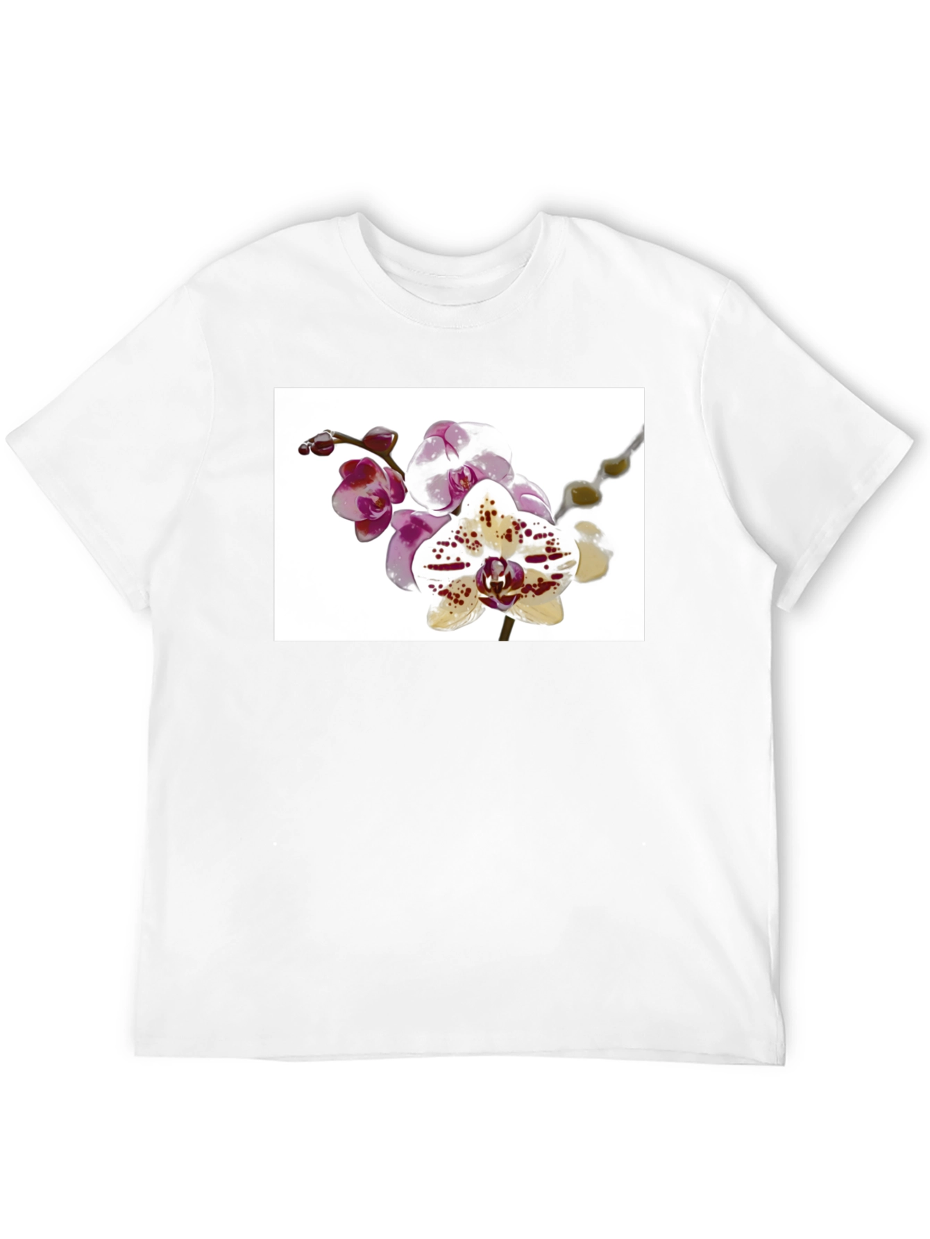 Floral Orchid Print Black T-Shirt