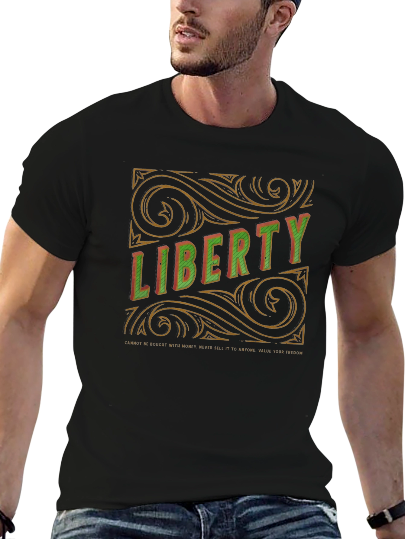 Liberty Graphic Print Black T-Shirt