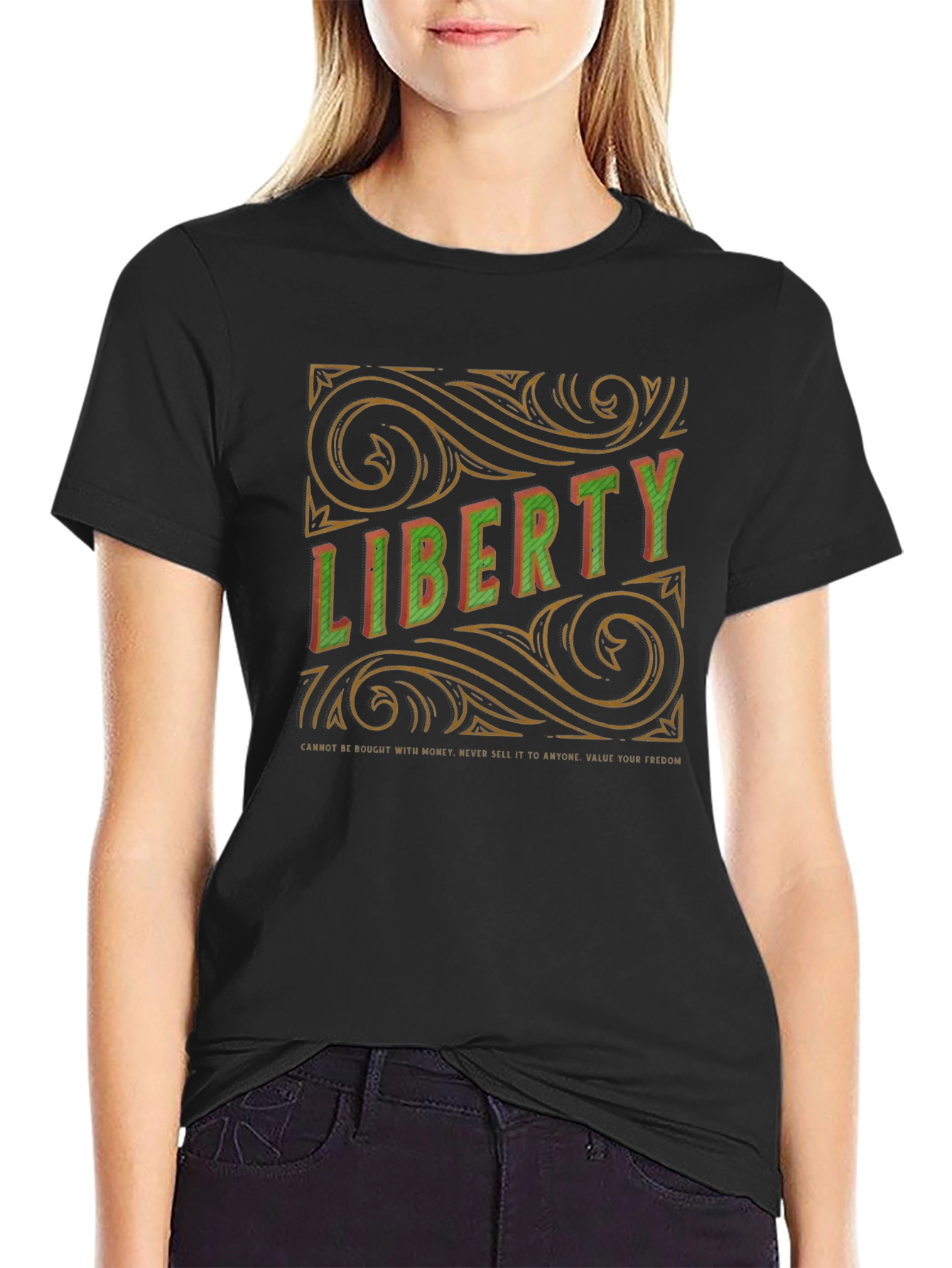 Liberty Graphic Print Black T-Shirt