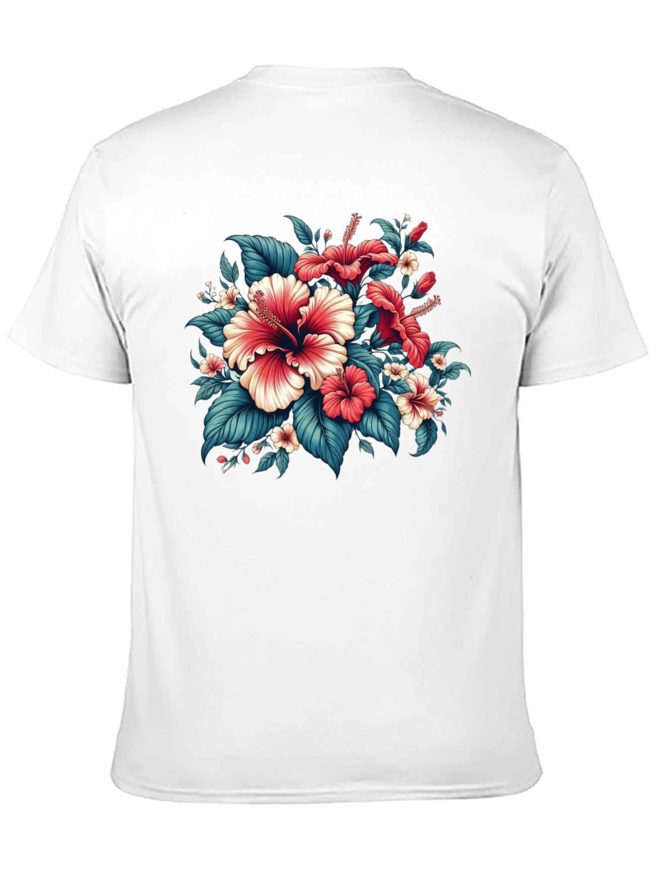Floral Hibiscus Graphic Tee - Black Cotton Blend