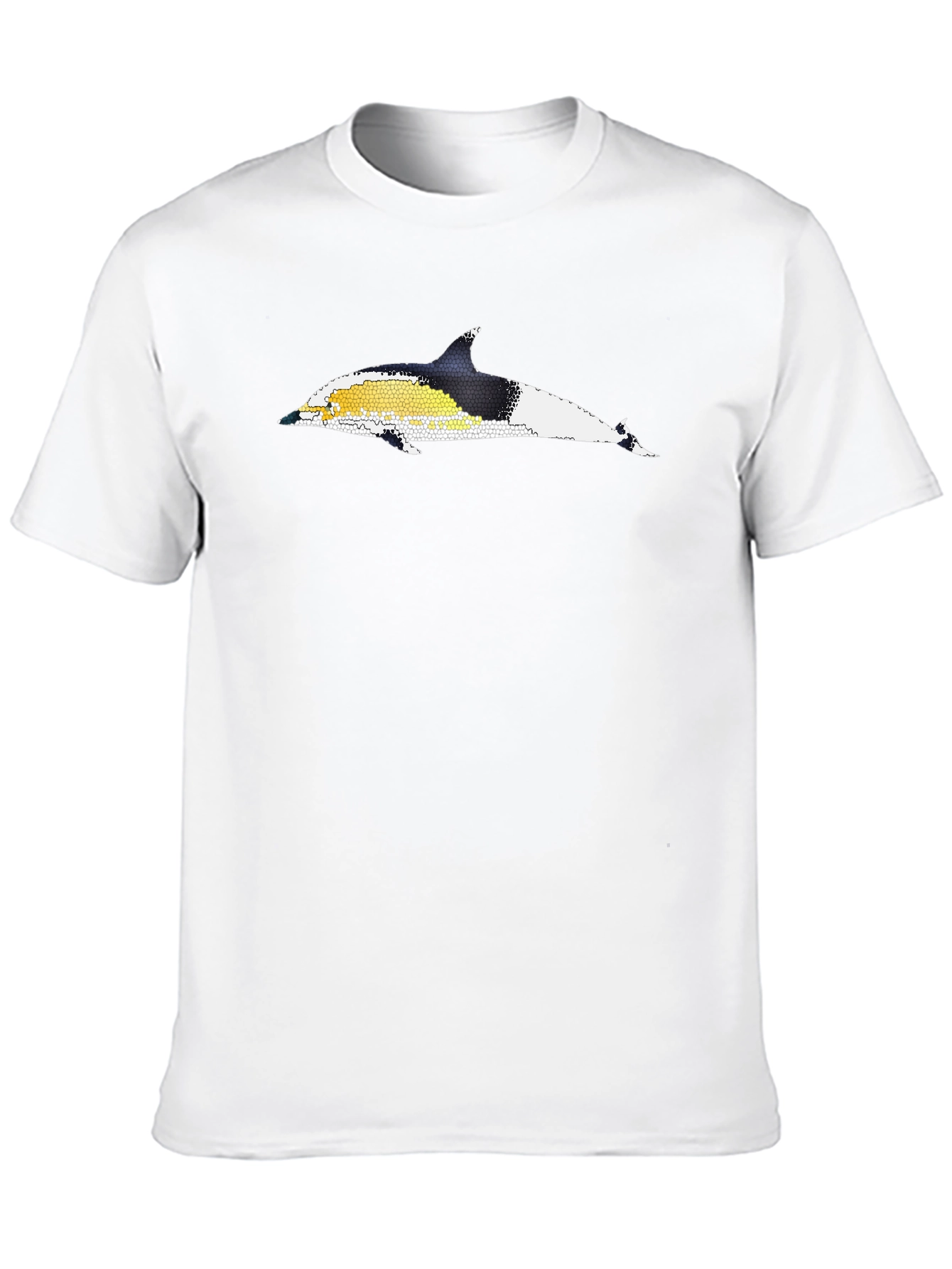 Dolphin Mosaic Graphic Tee - Black Cotton T-Shirt