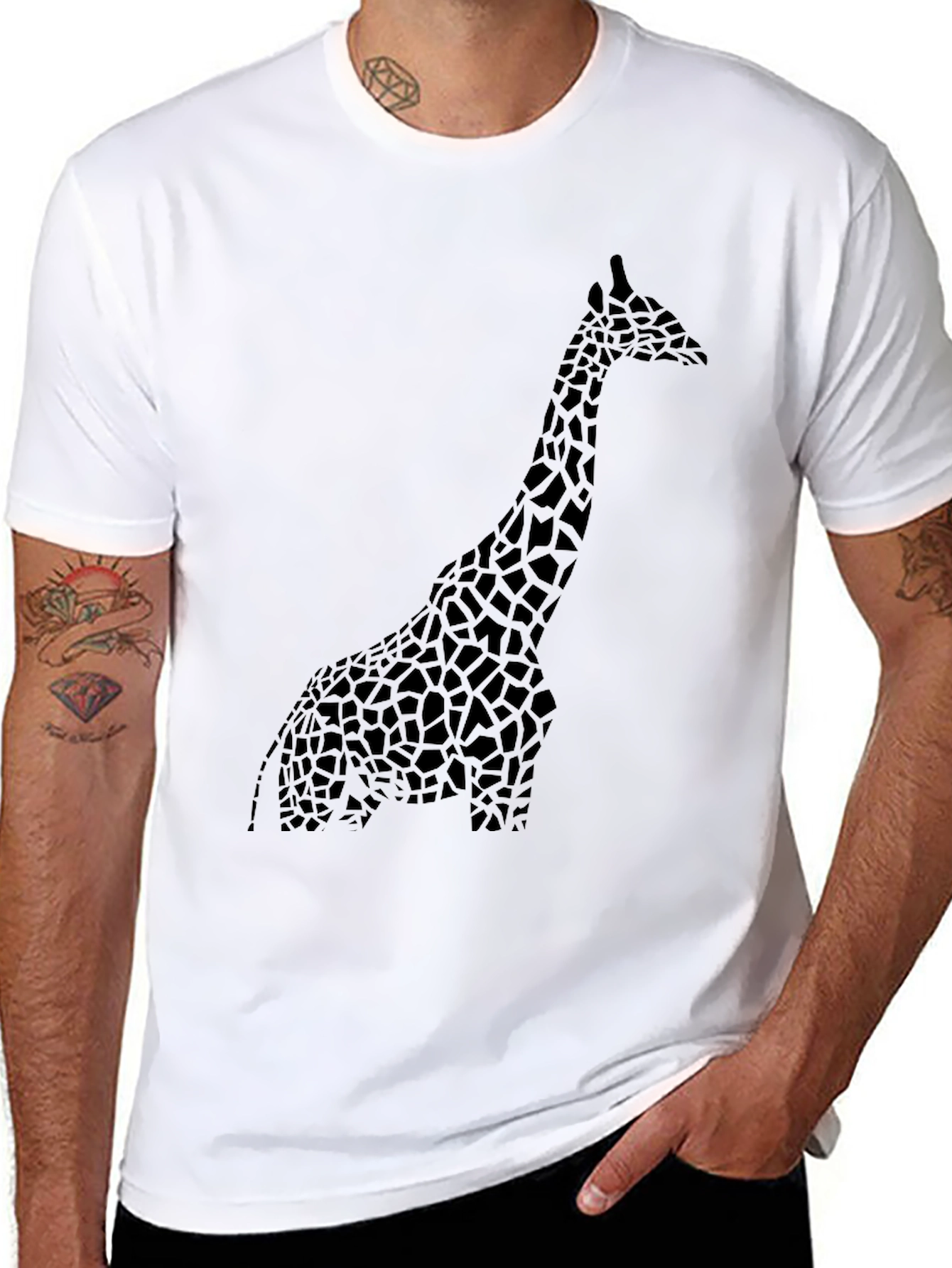 Giraffe Silhouette Black T-Shirt