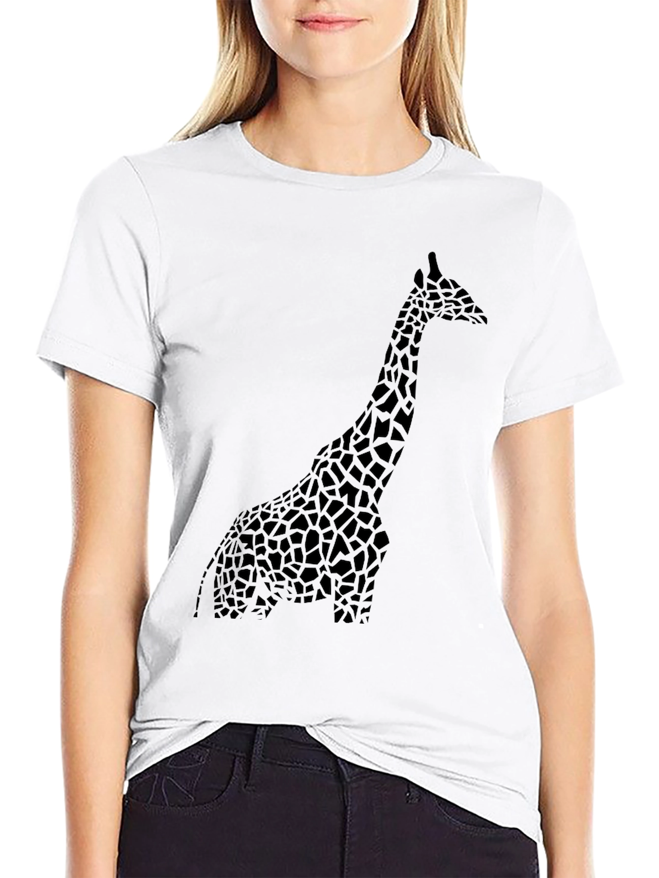 Giraffe Silhouette Black T-Shirt