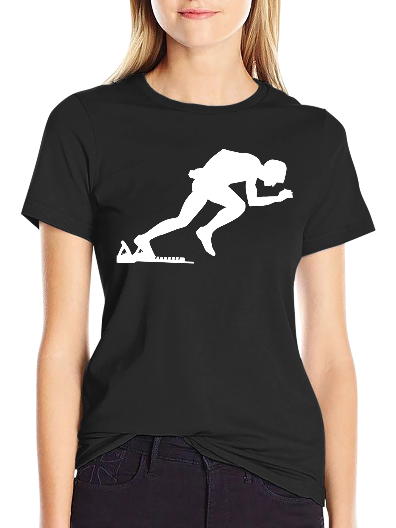 Runner Graphic Tee - Black Cotton T-Shirt