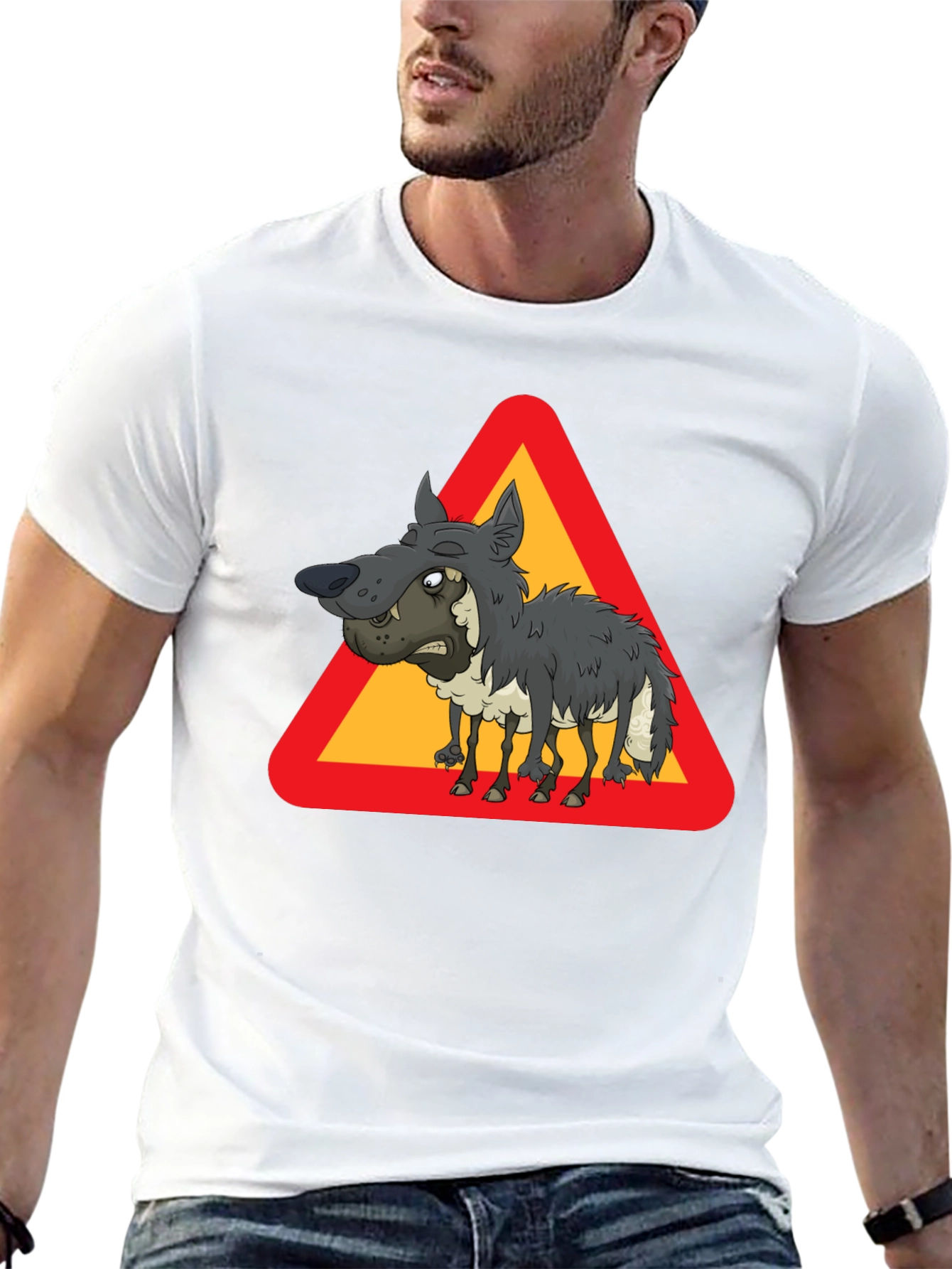 Funny Wolf in Sheeps Clothing Triangle T-Shirt