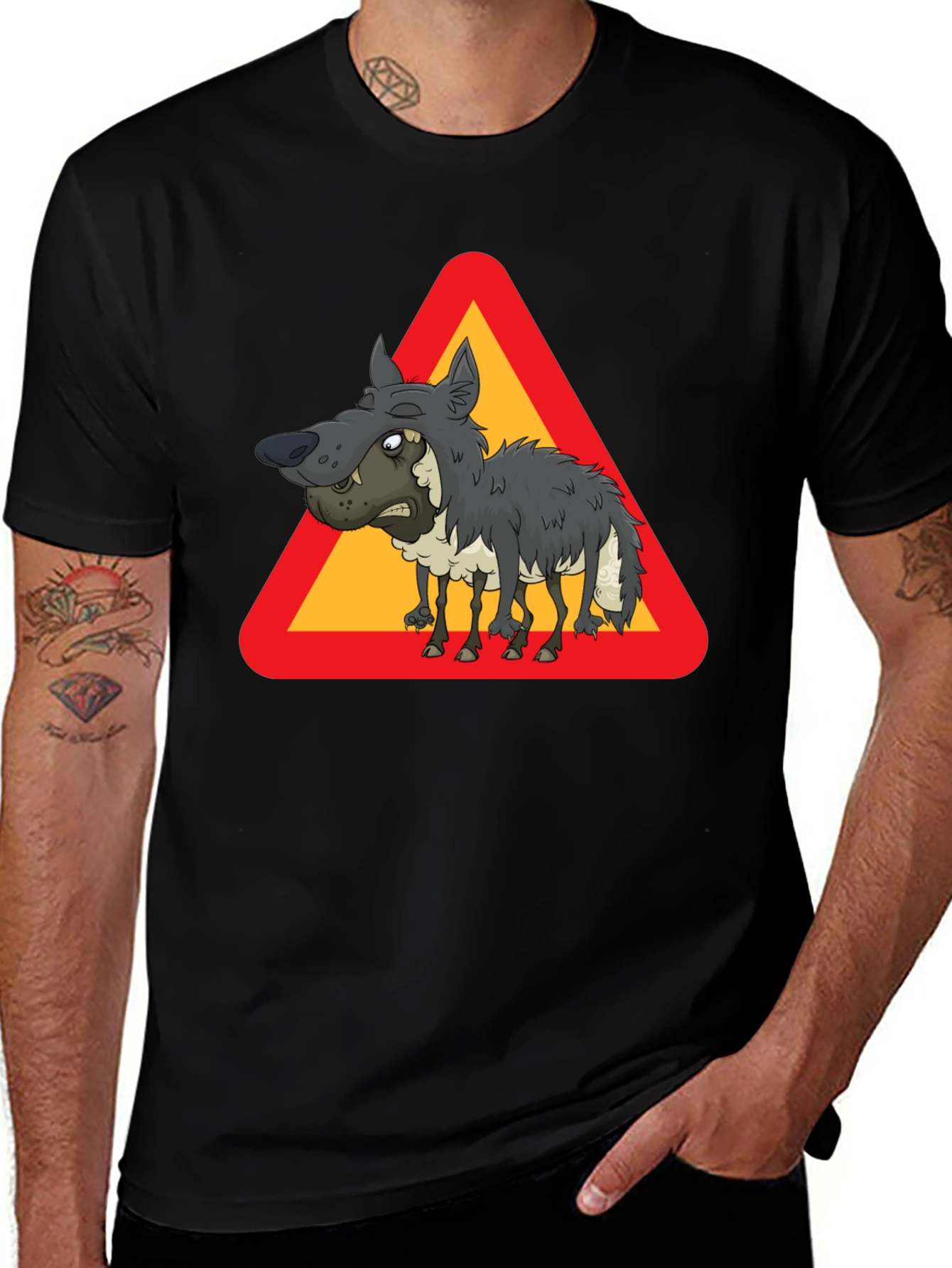 Funny Wolf in Sheeps Clothing Triangle T-Shirt