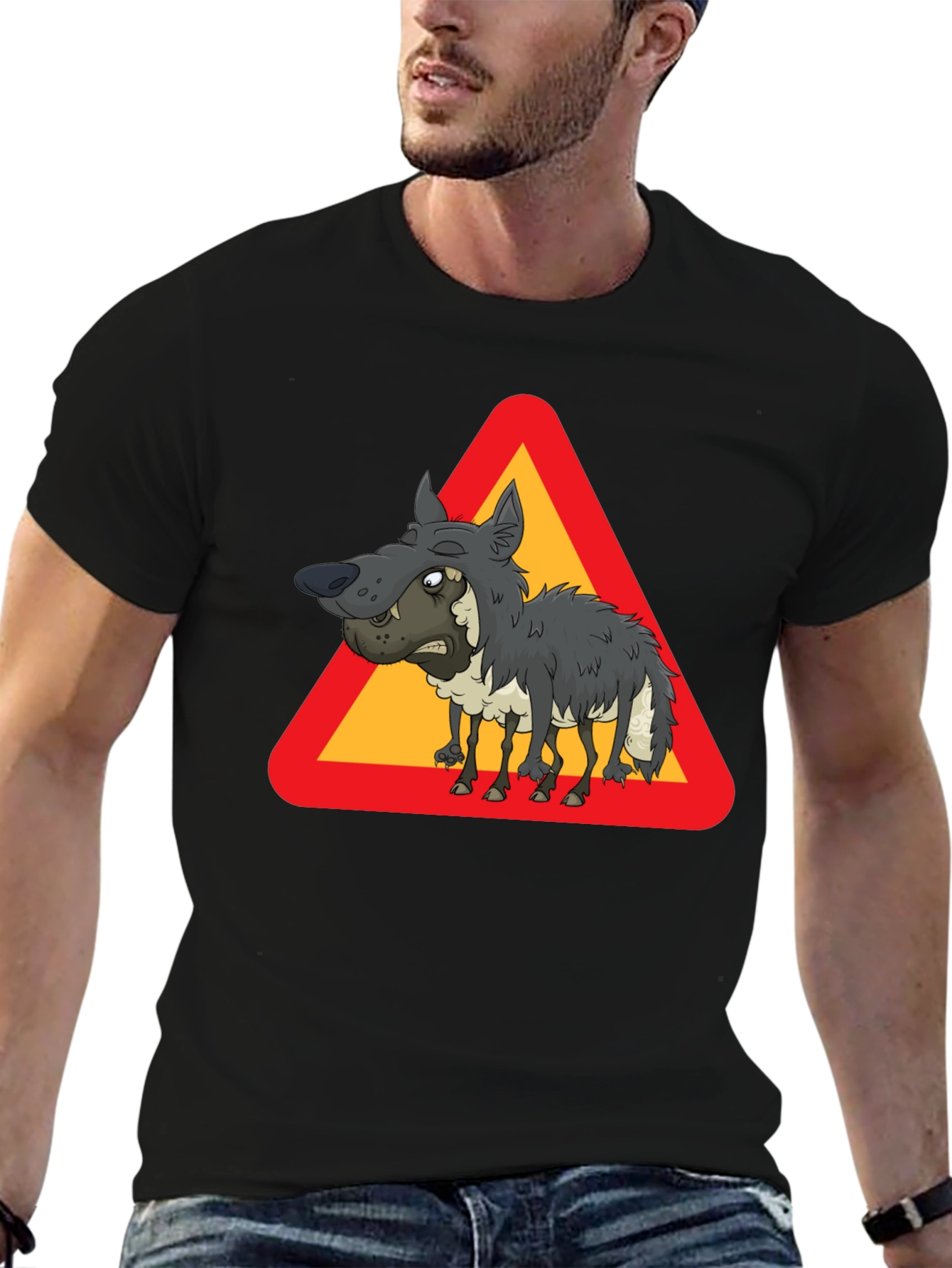 Funny Wolf in Sheeps Clothing Triangle T-Shirt