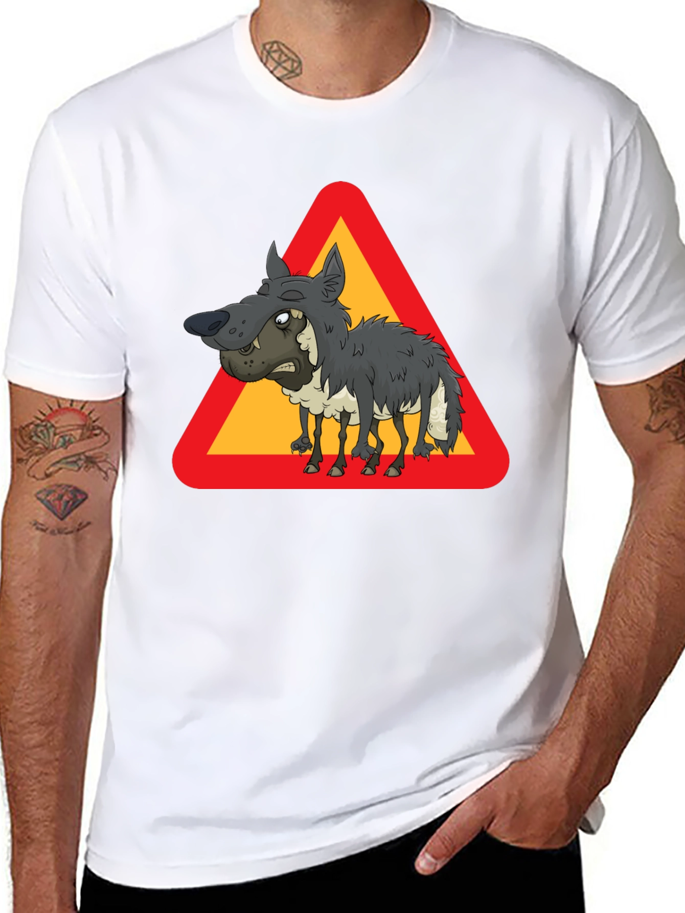 Funny Wolf in Sheeps Clothing Triangle T-Shirt