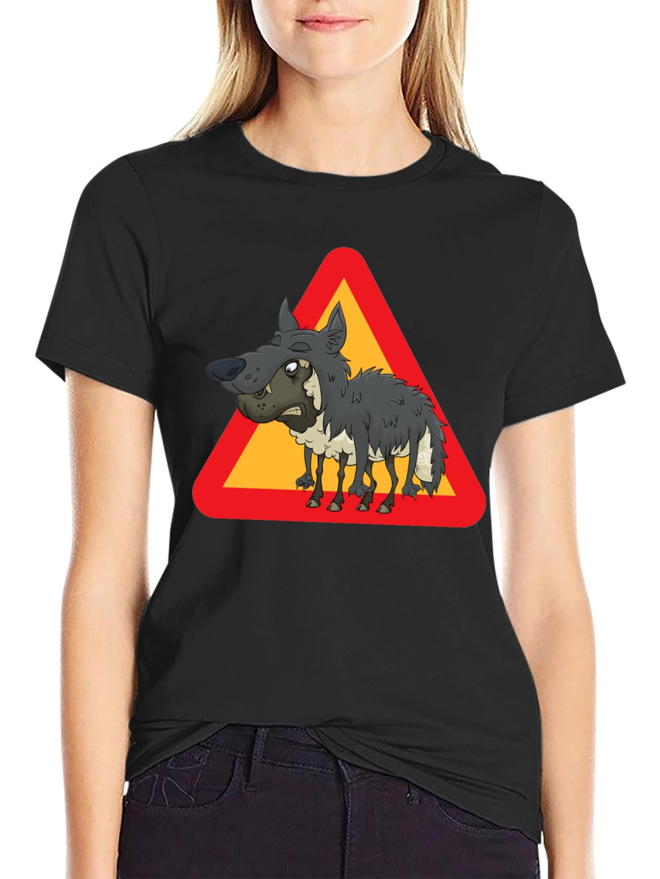 Funny Wolf in Sheeps Clothing Triangle T-Shirt