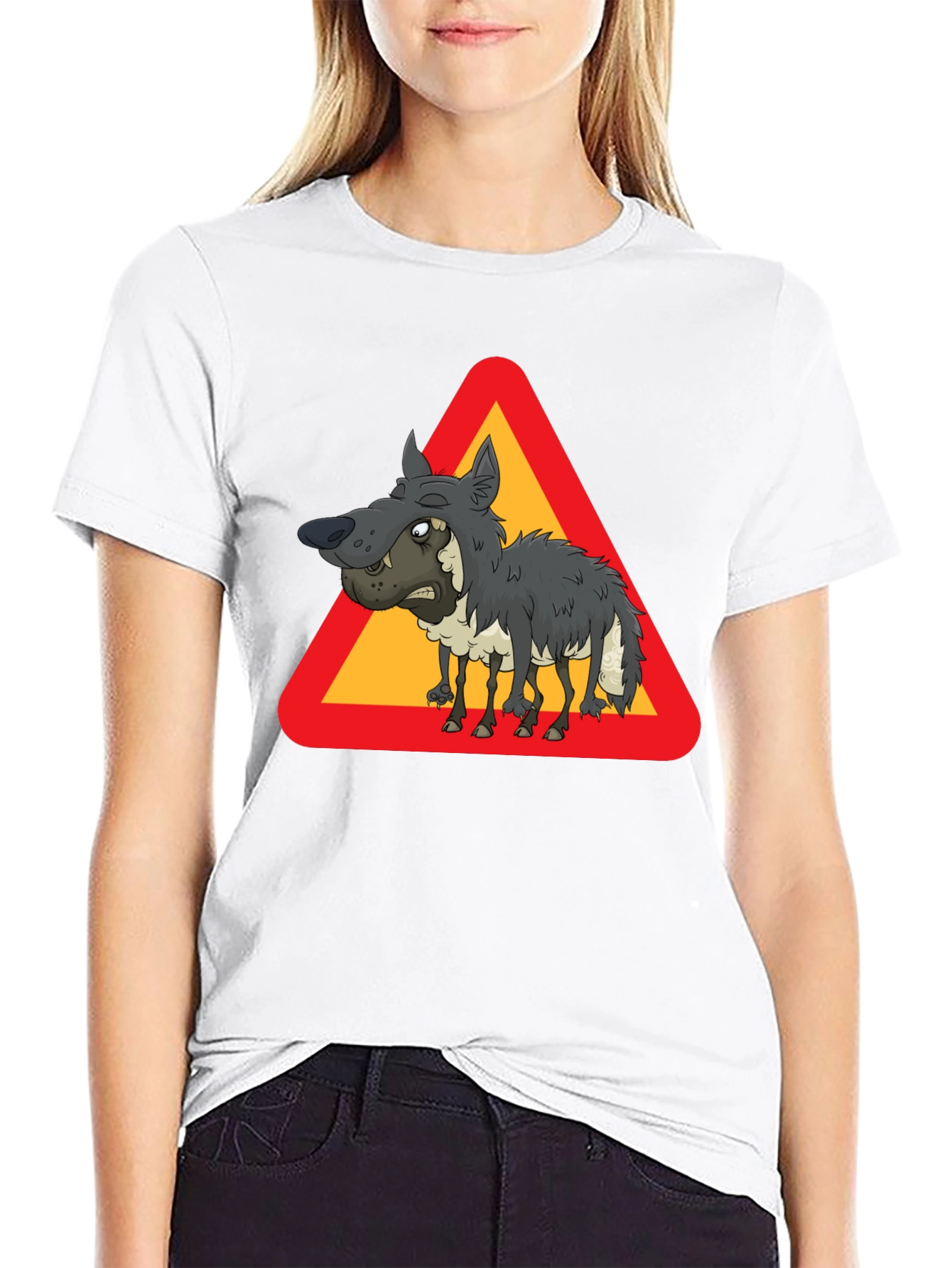 Funny Wolf in Sheeps Clothing Triangle T-Shirt