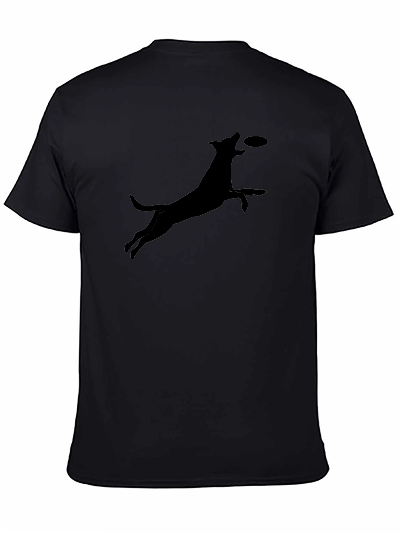 Dog Catching Frisbee Graphic Tee - Casual Cotton T-Shirt