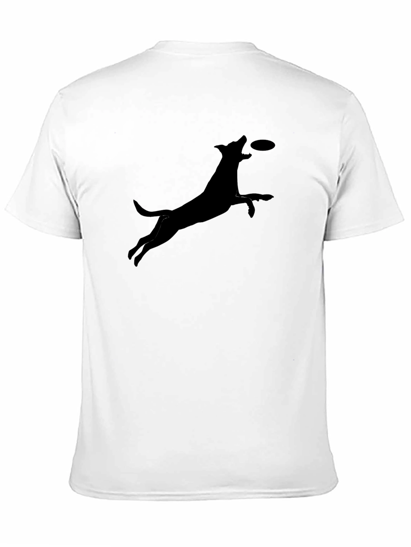 Dog Catching Frisbee Graphic Tee - Casual Cotton T-Shirt