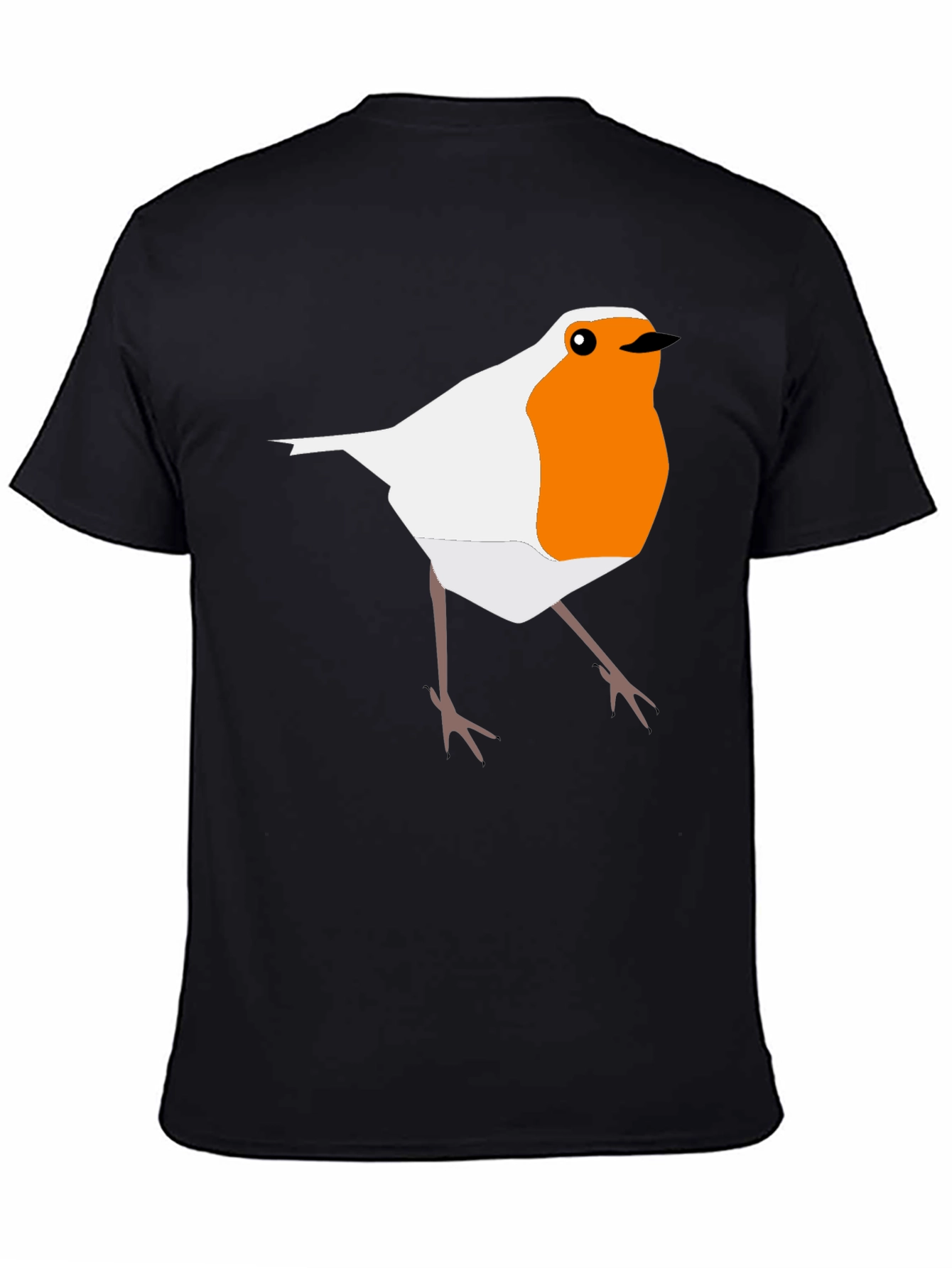 Robin Bird Graphic Print Black T-Shirt