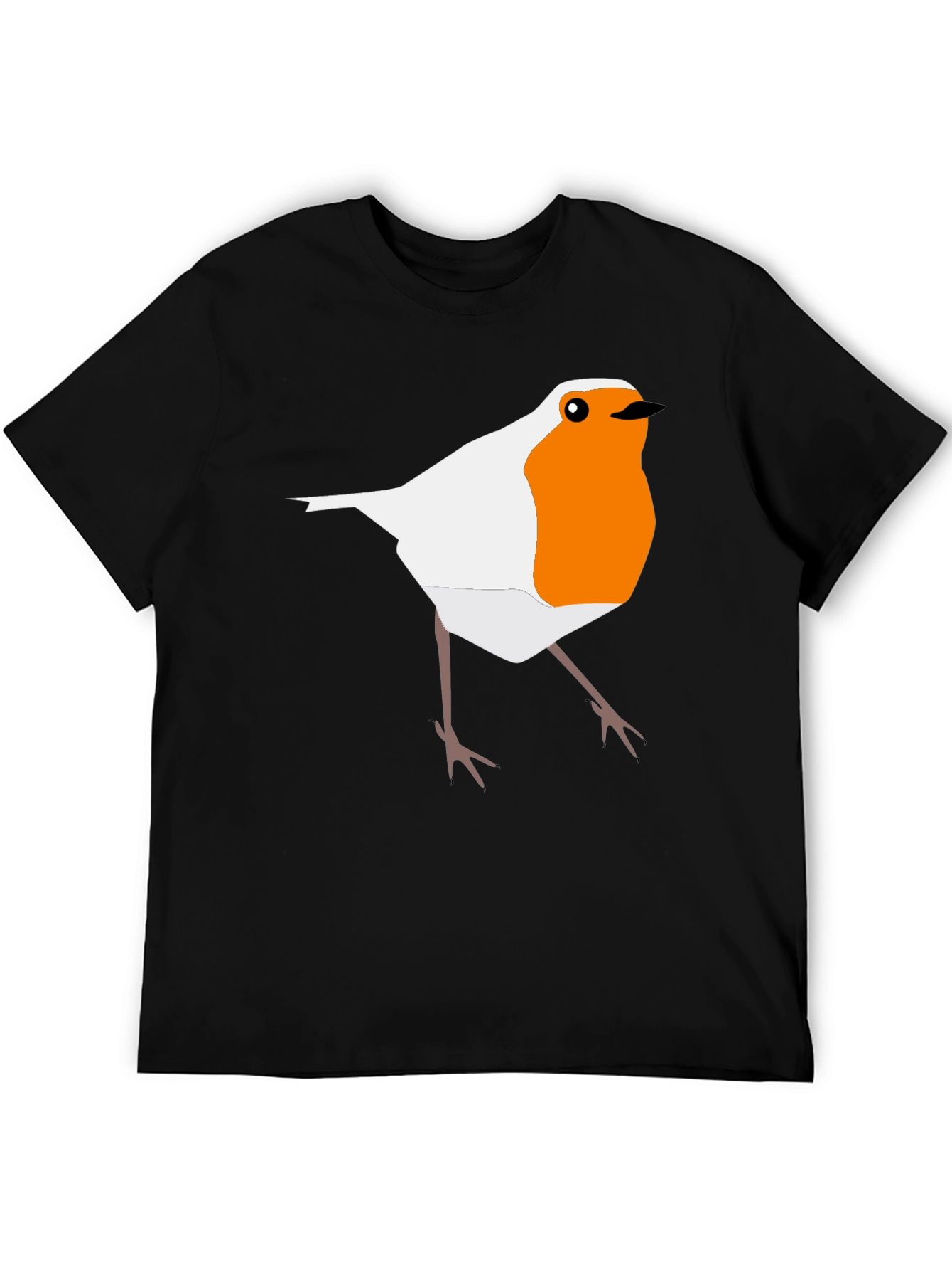 Robin Bird Graphic Print Black T-Shirt