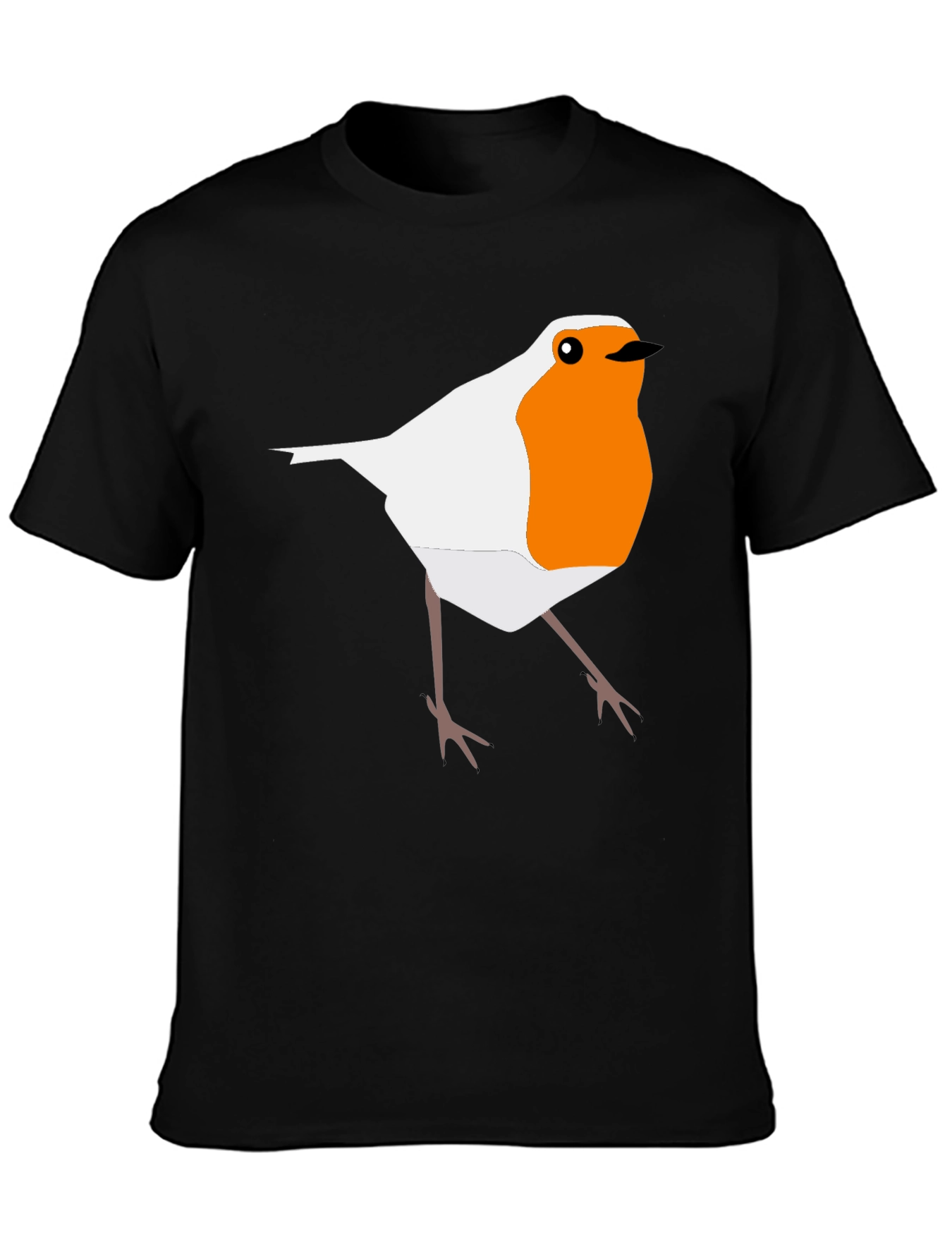 Robin Bird Graphic Print Black T-Shirt