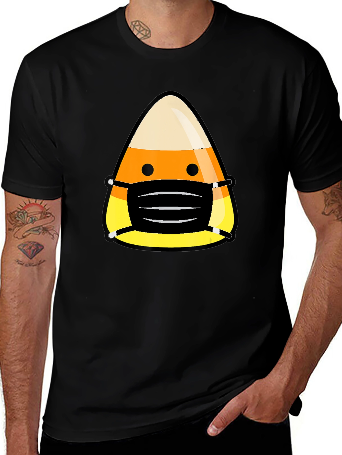 Candy Corn Mask Halloween T-Shirt