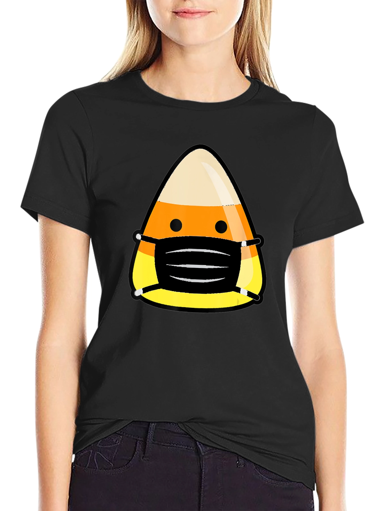 Candy Corn Mask Halloween T-Shirt