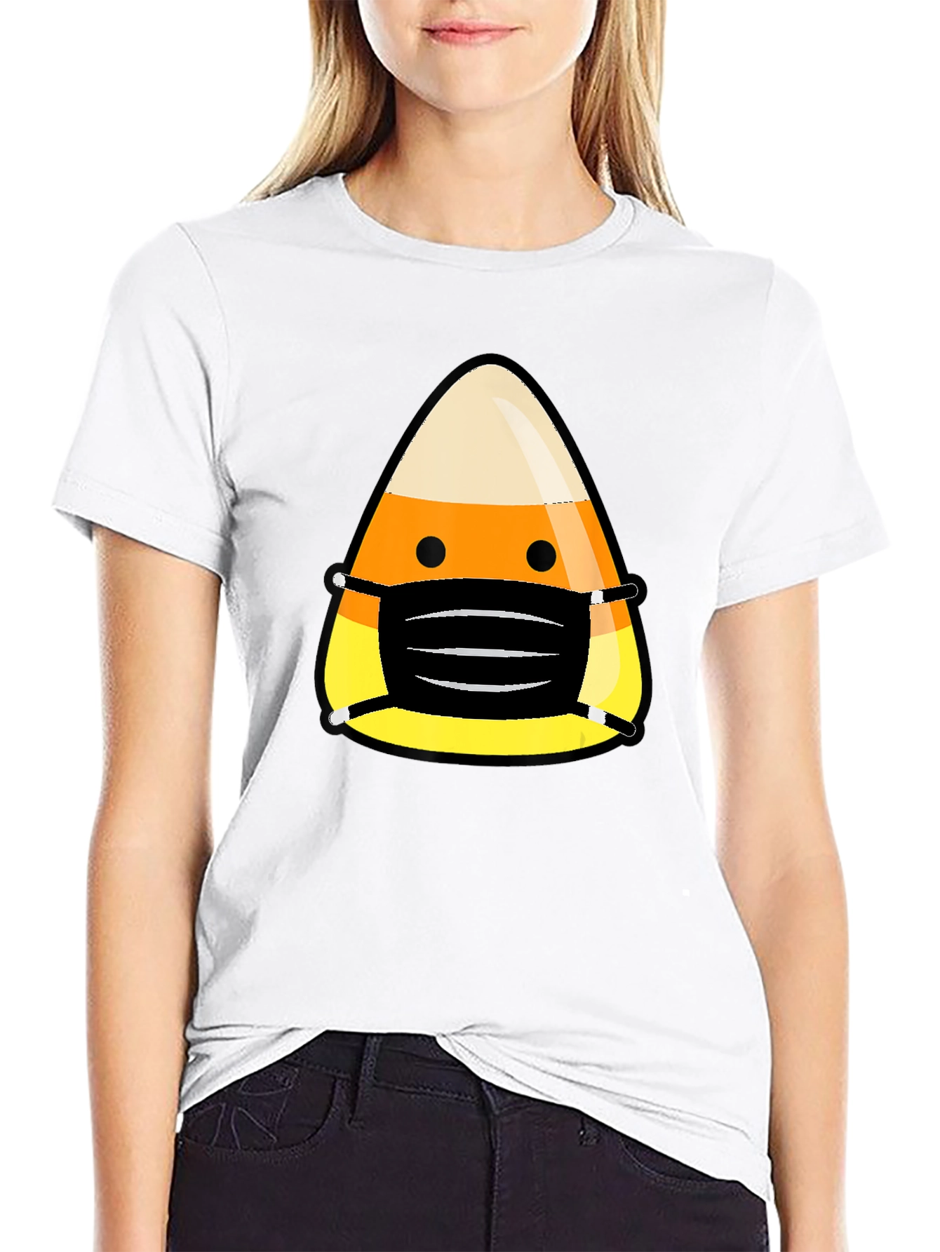 Candy Corn Mask Halloween T-Shirt