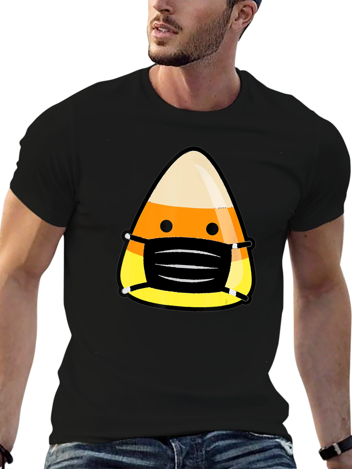 Candy Corn Mask Halloween T-Shirt