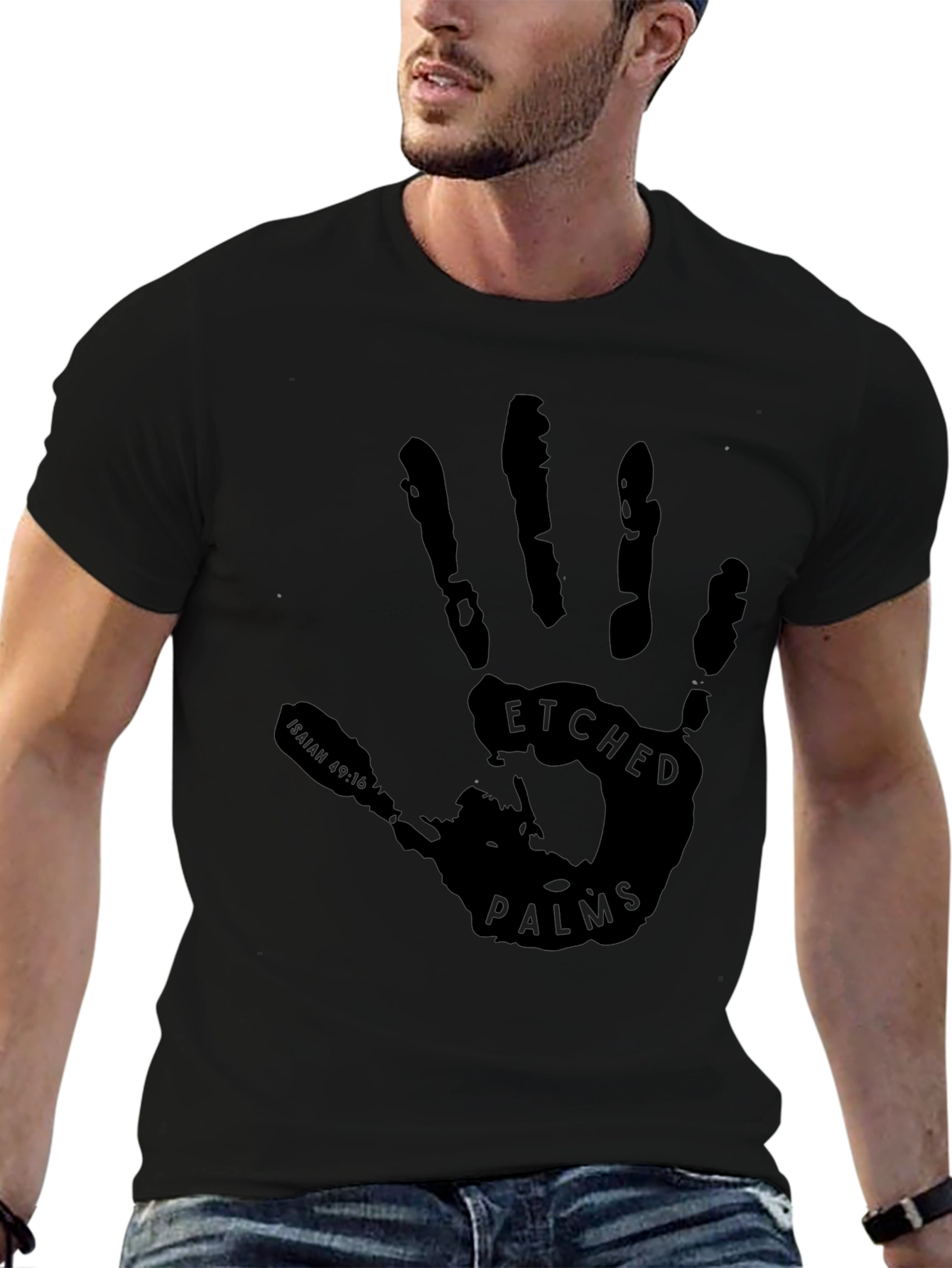 Etched Palms Graphic Tee - Mens Black T-Shirt