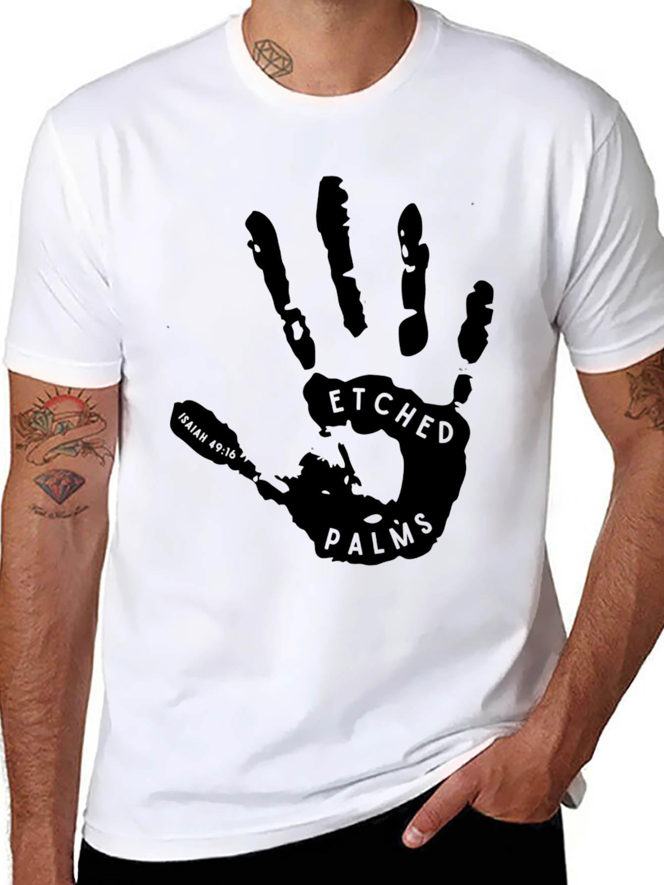 Etched Palms Graphic Tee - Mens Black T-Shirt