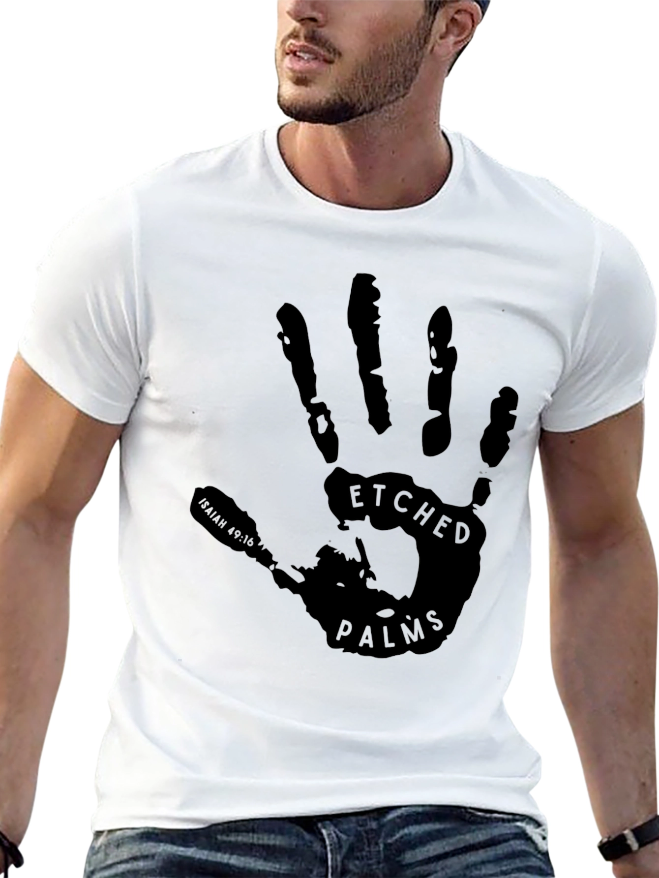 Etched Palms Graphic Tee - Mens Black T-Shirt