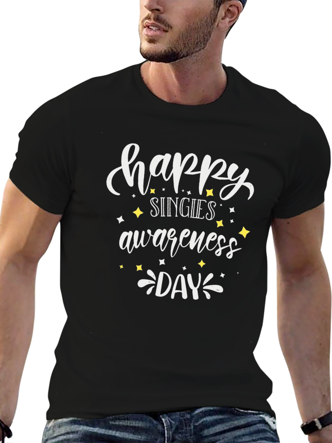 Happy Singles Awareness Day Black Tee