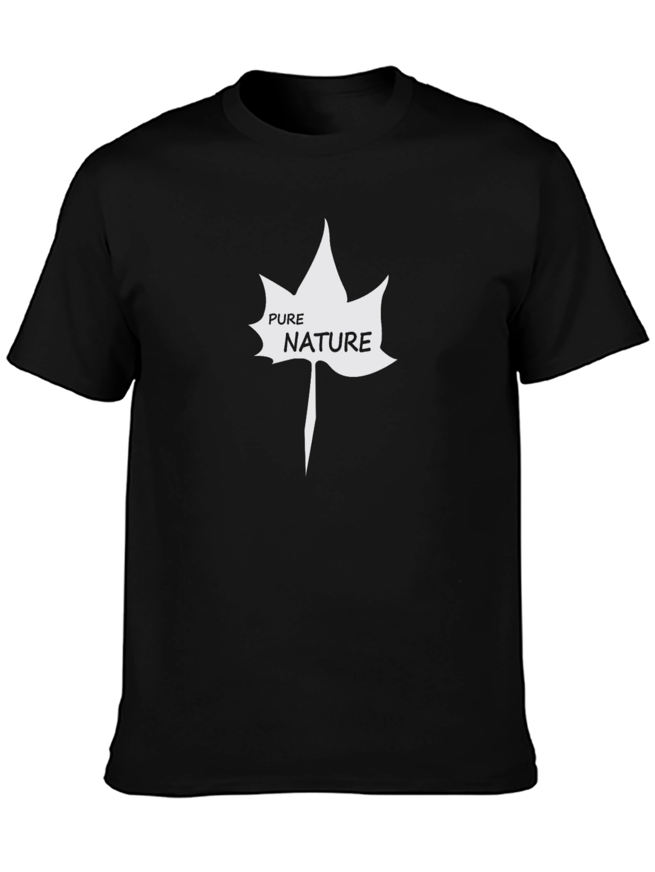 Pure Nature Leaf Graphic T-Shirt - Black