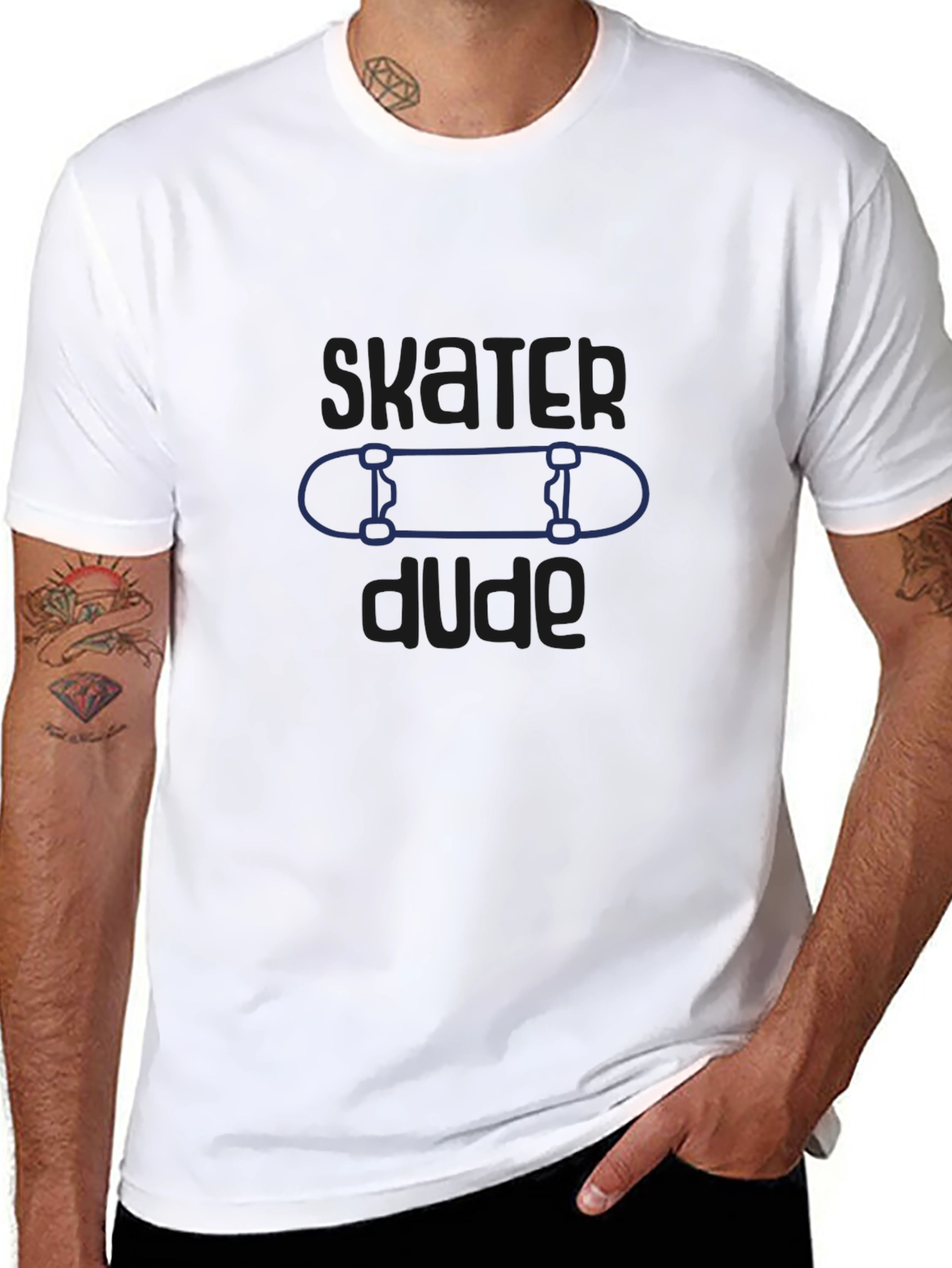 Skater Dude Graphic Tee - Black Cotton T-Shirt