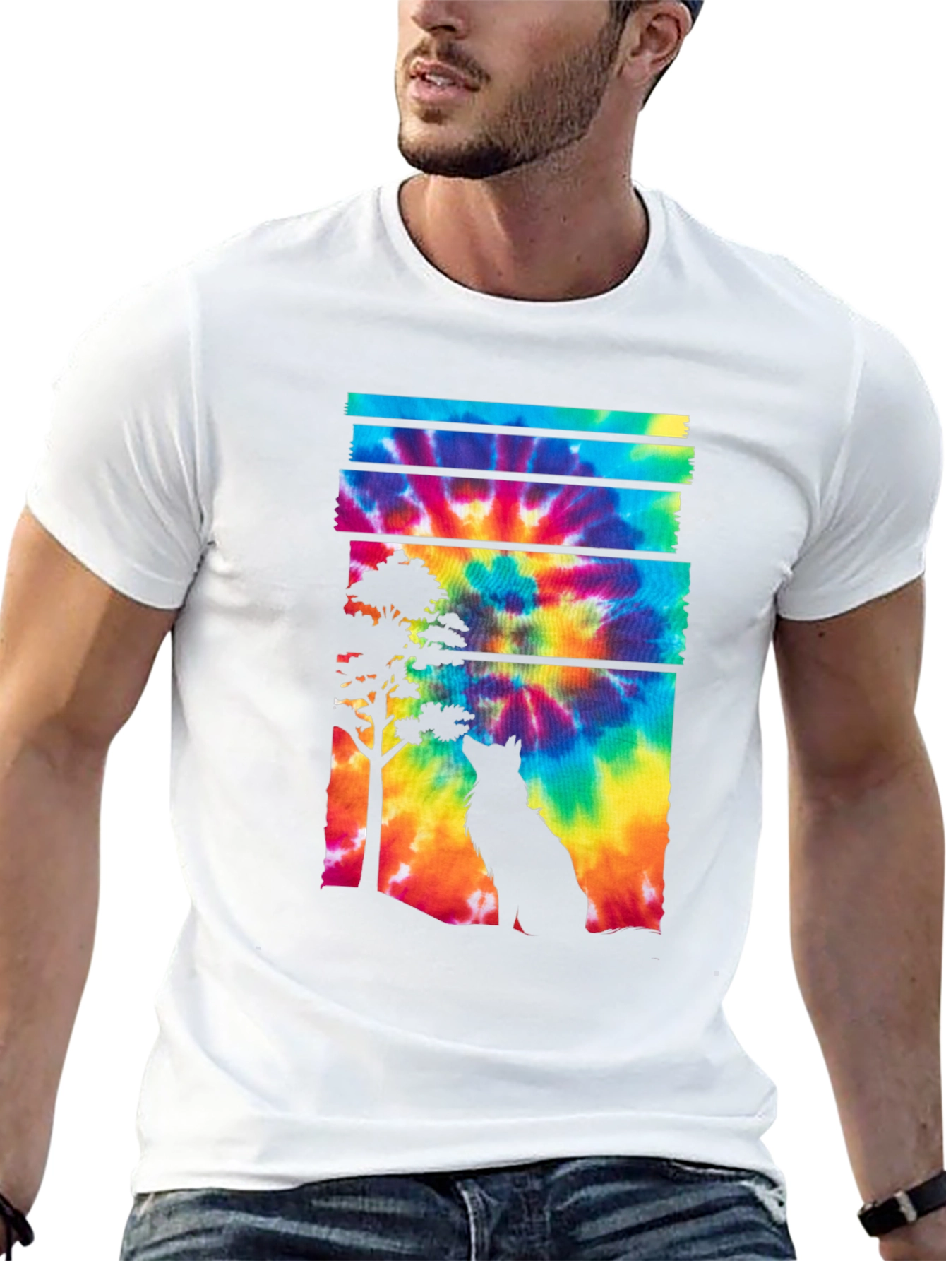 Wolf Tie Dye Graphic Tee - Black