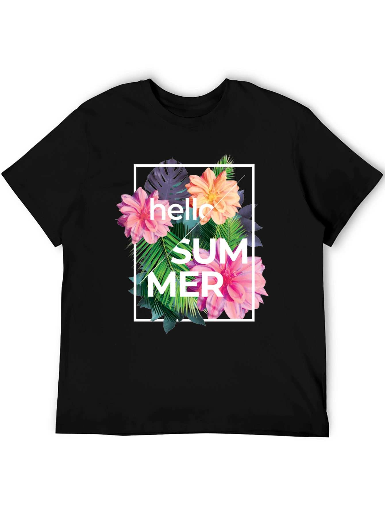 Hello Summer Floral Graphic Print T-Shirt