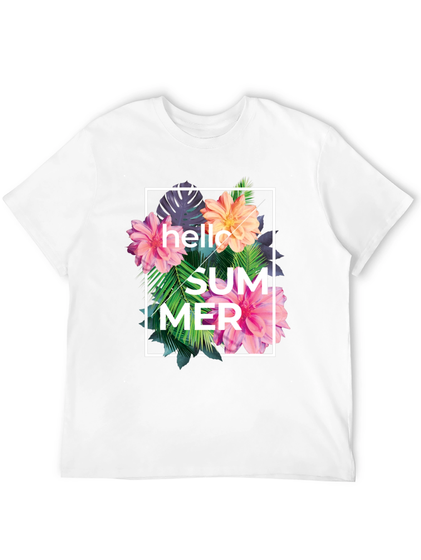 Hello Summer Floral Graphic Print T-Shirt