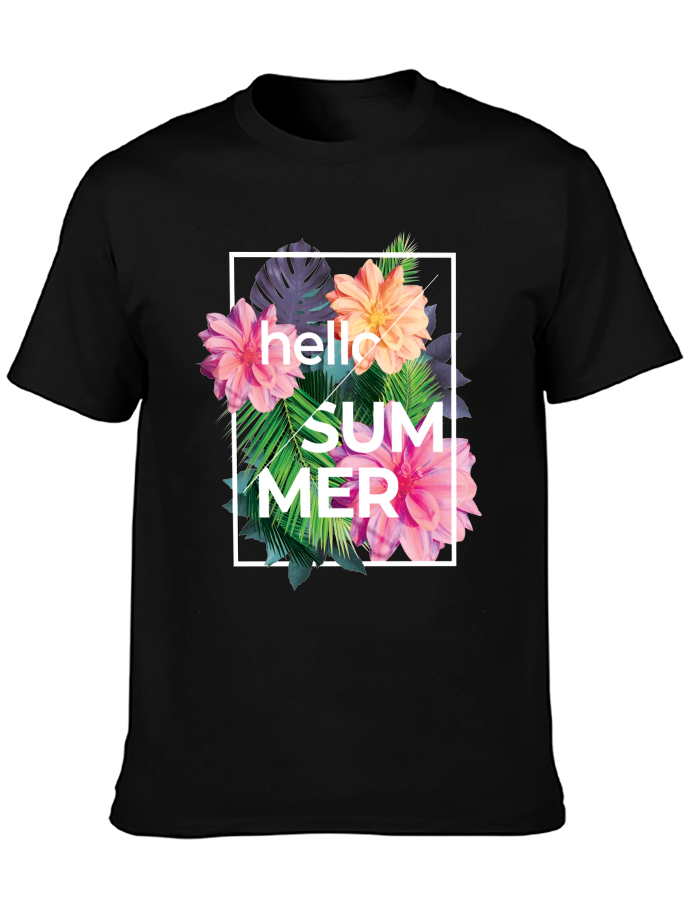 Hello Summer Floral Graphic Print T-Shirt