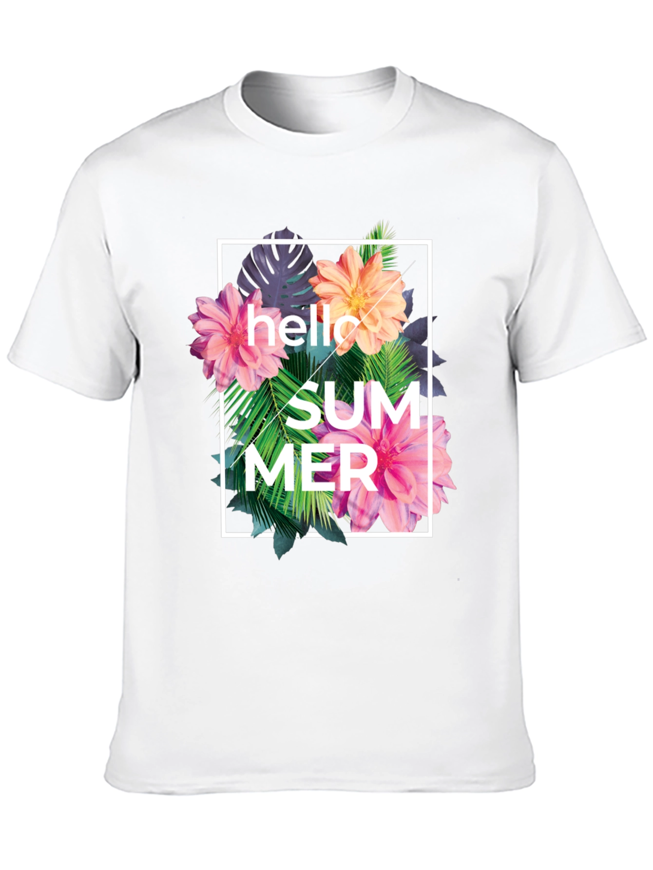 Hello Summer Floral Graphic Print T-Shirt