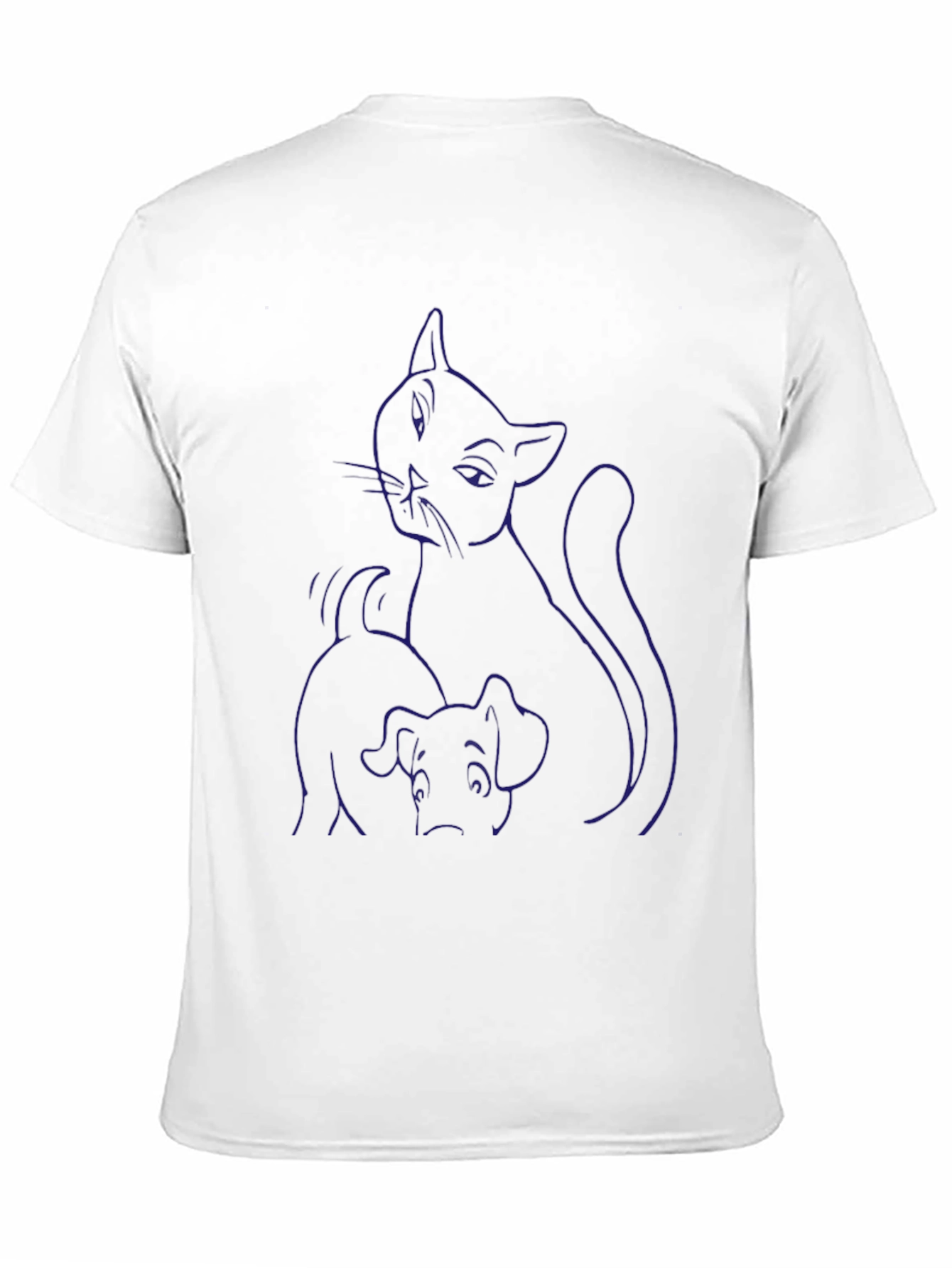 Cat and Dog Graphic Print Black T-Shirt