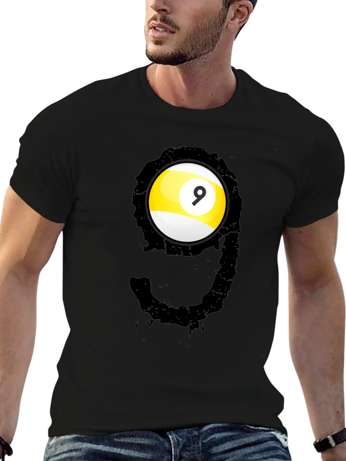 Cool Nine Ball Graphic Tee - Billiards Player T-Shirt