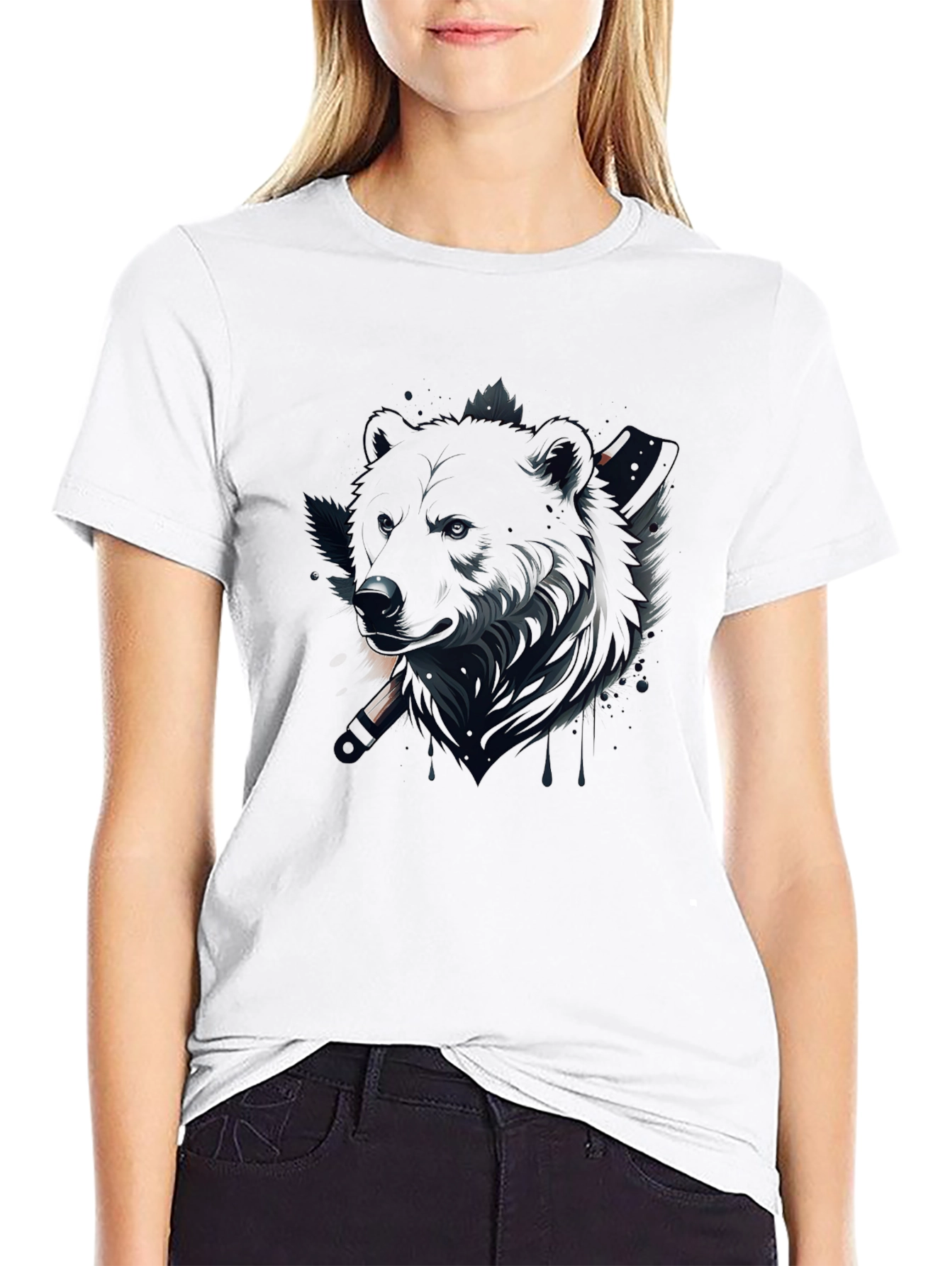 Black Bear Graphic Print Mens T-Shirt